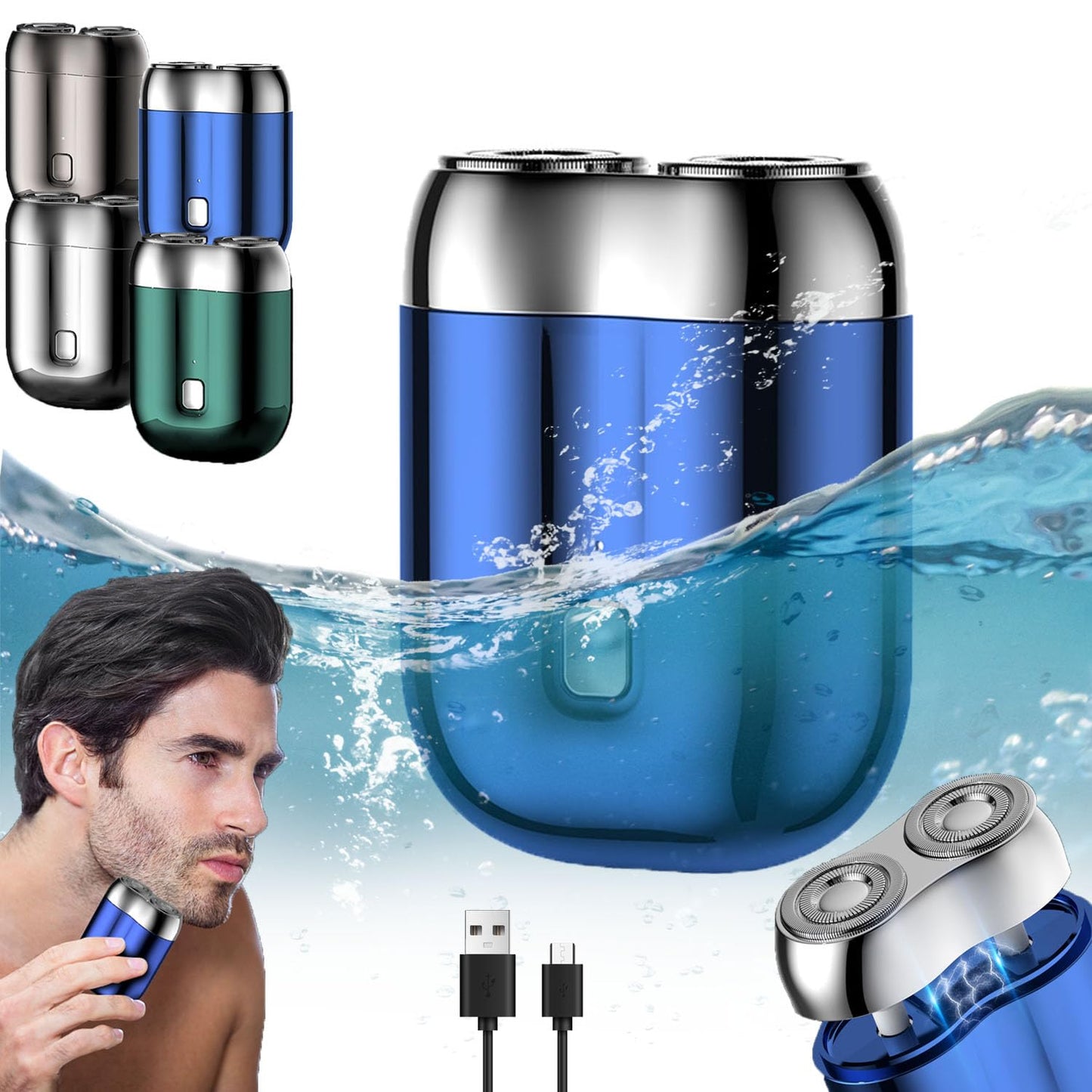I.Ureza Mini Shaver, I.Ureza Shavers, Monhck - Mini Shave Portable ElectricShaver for Men, Electric Razor for Men Pocket Size Mini PortableShaver, Waterproof (Green) 7DAY'S