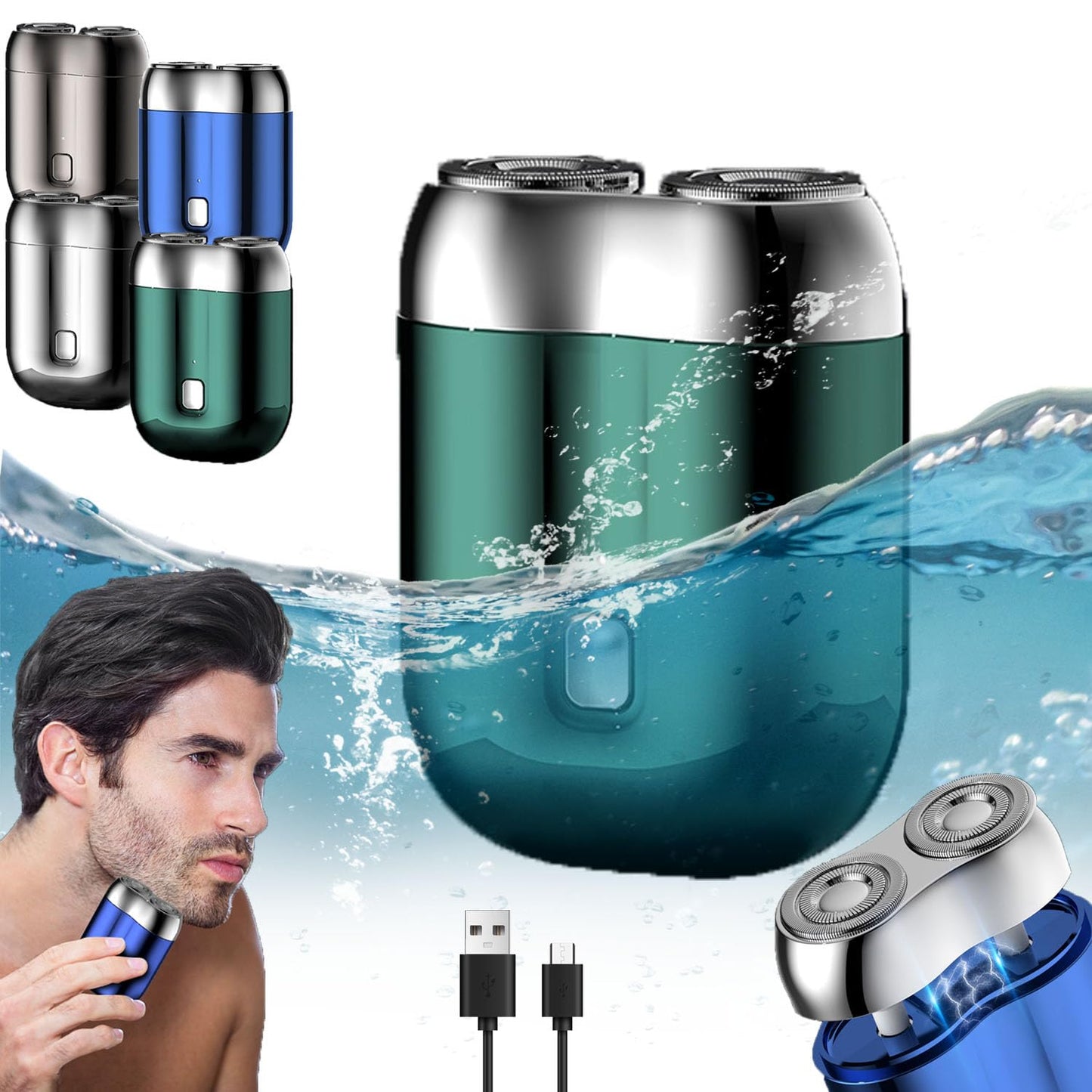 I.Ureza Mini Shaver, I.Ureza Shavers, Monhck - Mini Shave Portable ElectricShaver for Men, Electric Razor for Men Pocket Size Mini PortableShaver, Waterproof (Green) 7DAY'S