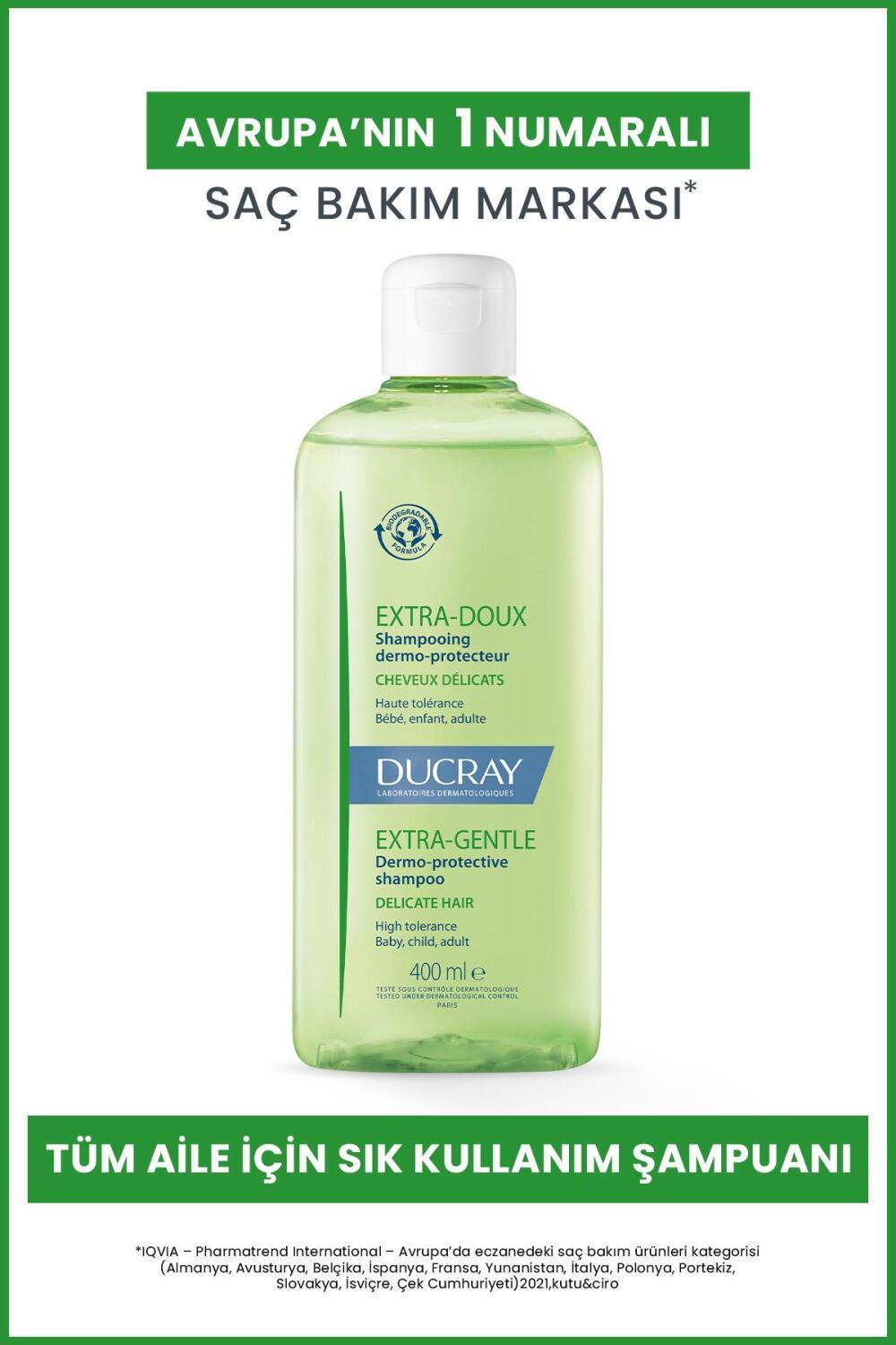Ducray Extra Doux Gentle Shampoo for Sensitive Scalp, pH Balanced, 13.53 fl oz Beauty Care Bag