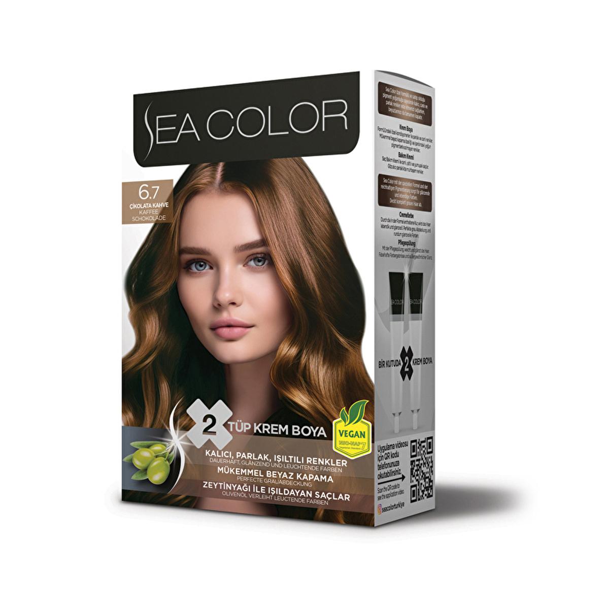 Sea Color Set Hair Dye with Olive Oil - Long-Lasting Hair Color & 100% White Hair Coverage Beauty Care Bag