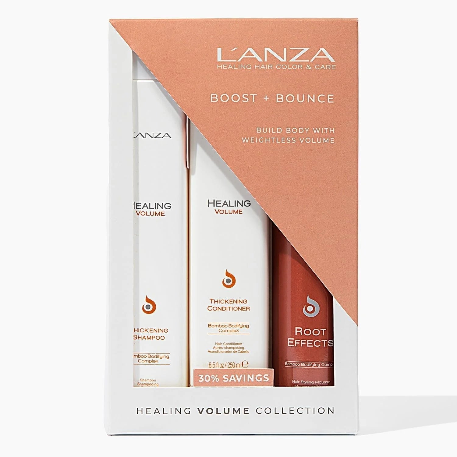 L'ANZA Healing Volume Trio Hair Kit — Thickening Shampoo, Conditioner & Root Mousse VIP Extensions