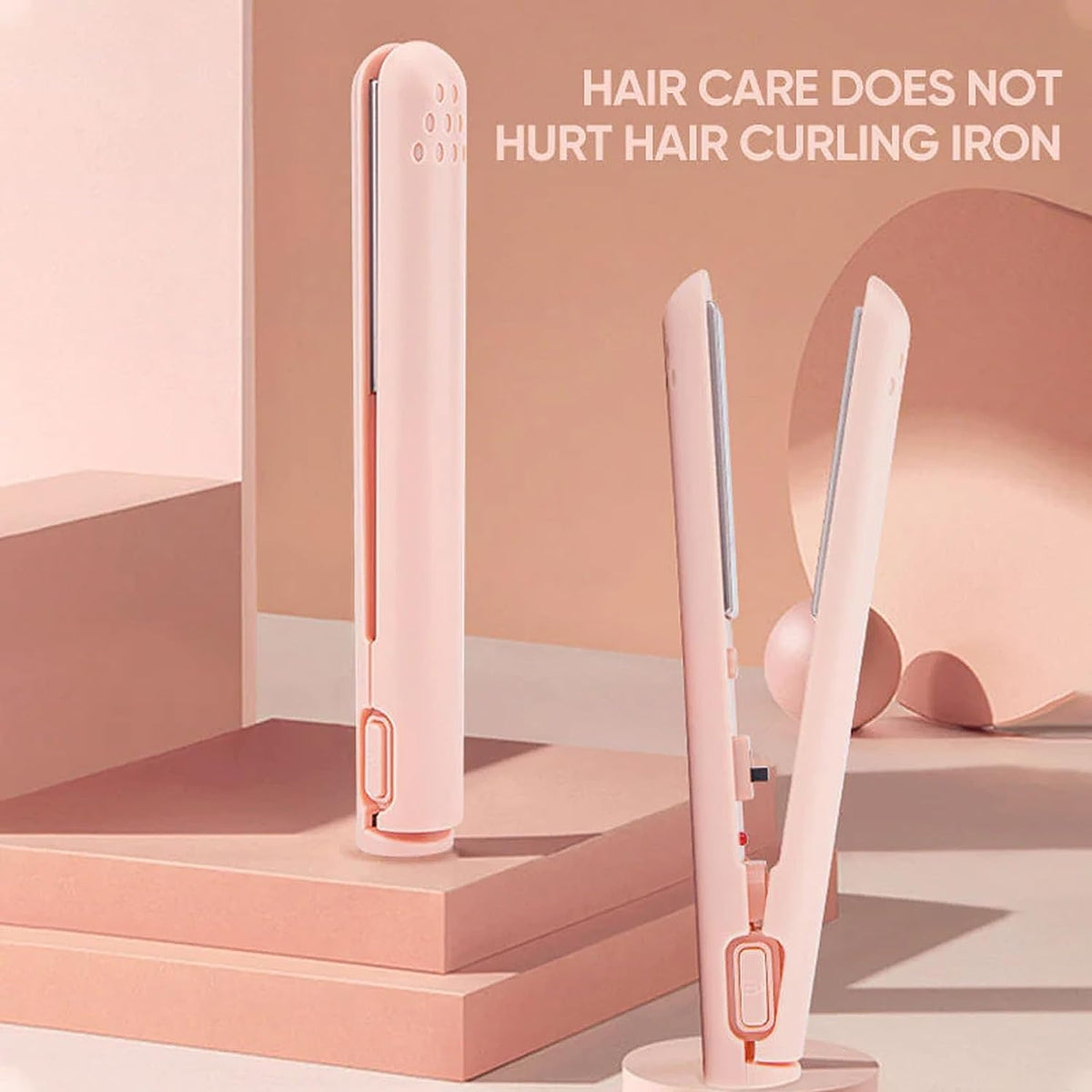Life Sunny Mini Rechargeable Cordless Curling Iron - Dual Purpose for Short Hair (White) 7DAY'S