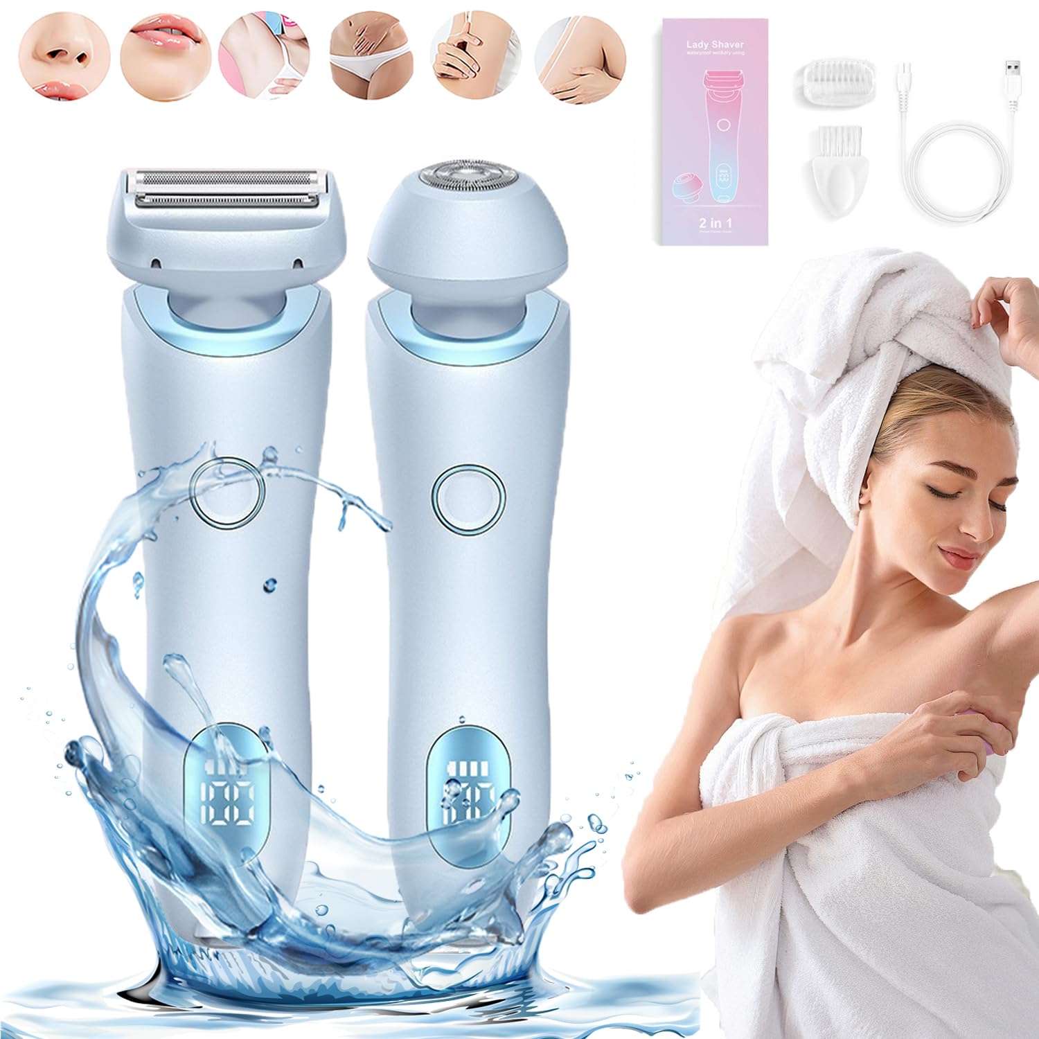 Livira Body Shaver Women, Vantique Shaver, Favorabler-D shaverfor Women, Comfort 2 in 1 Electric Lady Shavers, Electric Ladyshaver Waterproof womenWet-Dry Razor Rechargeable Hair (Pink) 7DAY'S