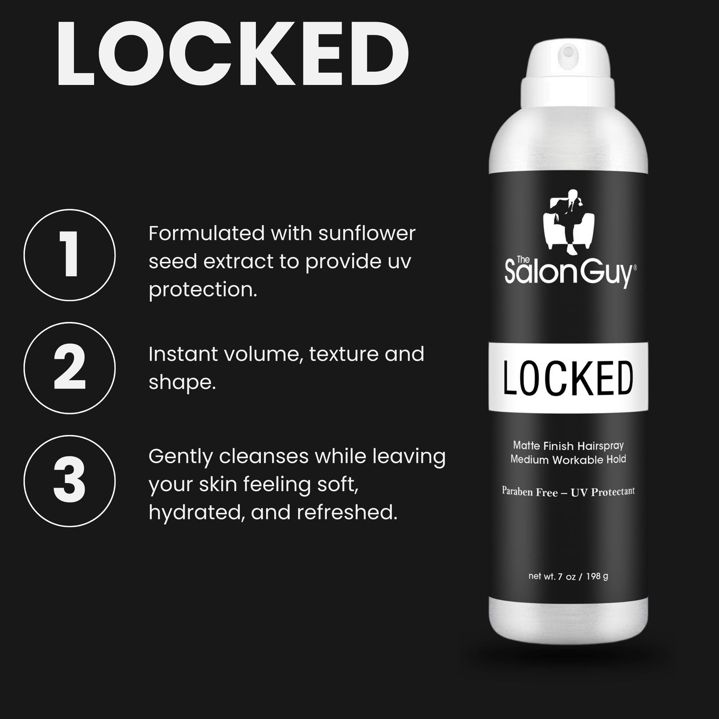 LOCKED Matte Finish Medium Hold Hairspray Original Version