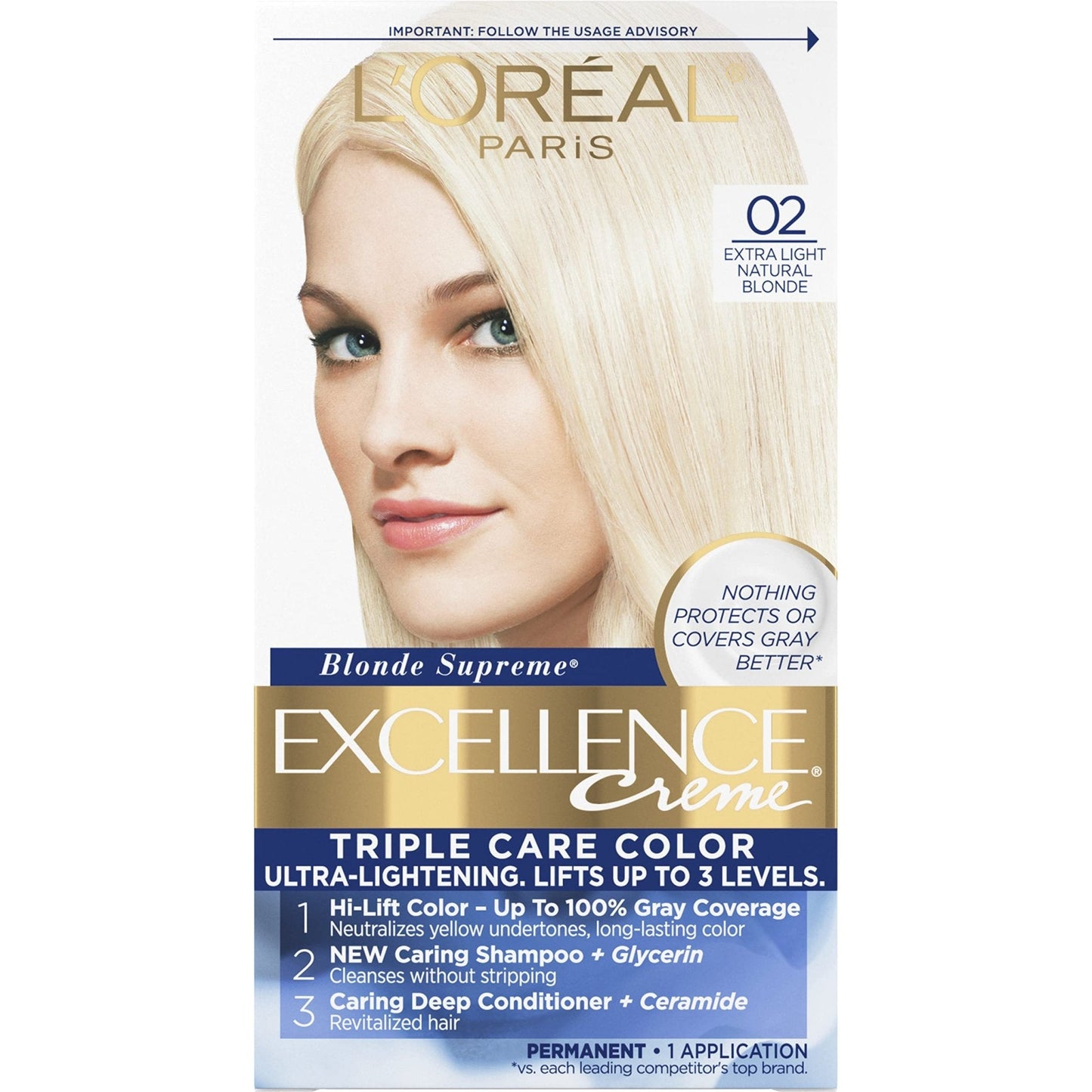 L'Oreal Paris Excellence Creme Permanent Hair Color, 4 Dark Brown, 100 percent Gray Coverage Hair Dye, Pack of 1