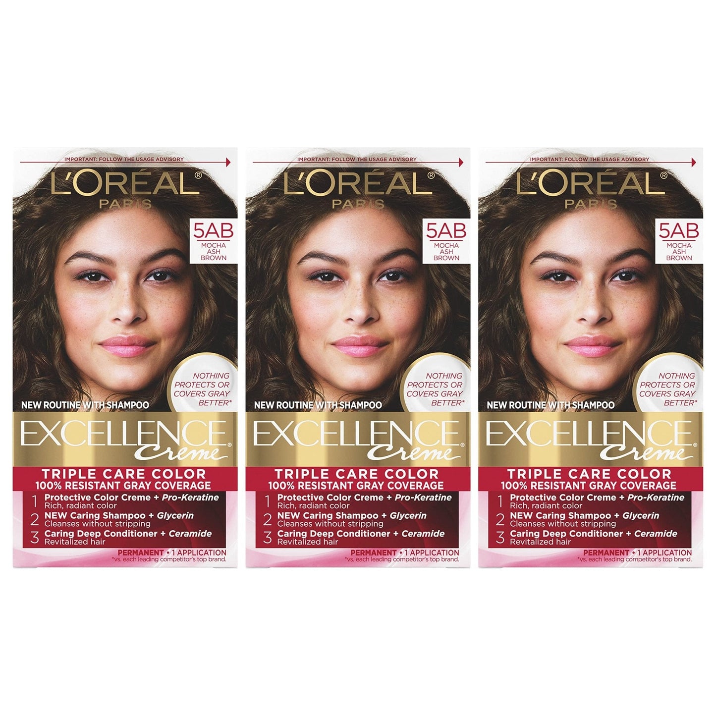 L'Oreal Paris Excellence Creme Permanent Hair Color, 4 Dark Brown, 100 percent Gray Coverage Hair Dye, Pack of 1