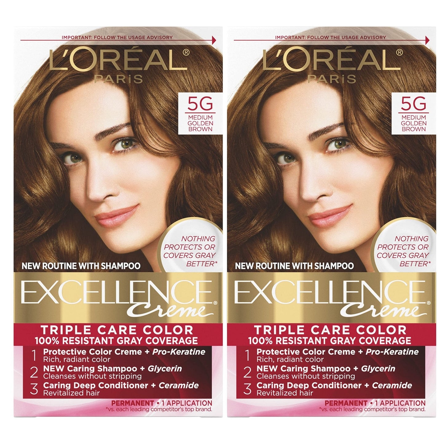 L'Oreal Paris Excellence Creme Permanent Hair Color, 4 Dark Brown, 100 percent Gray Coverage Hair Dye, Pack of 1