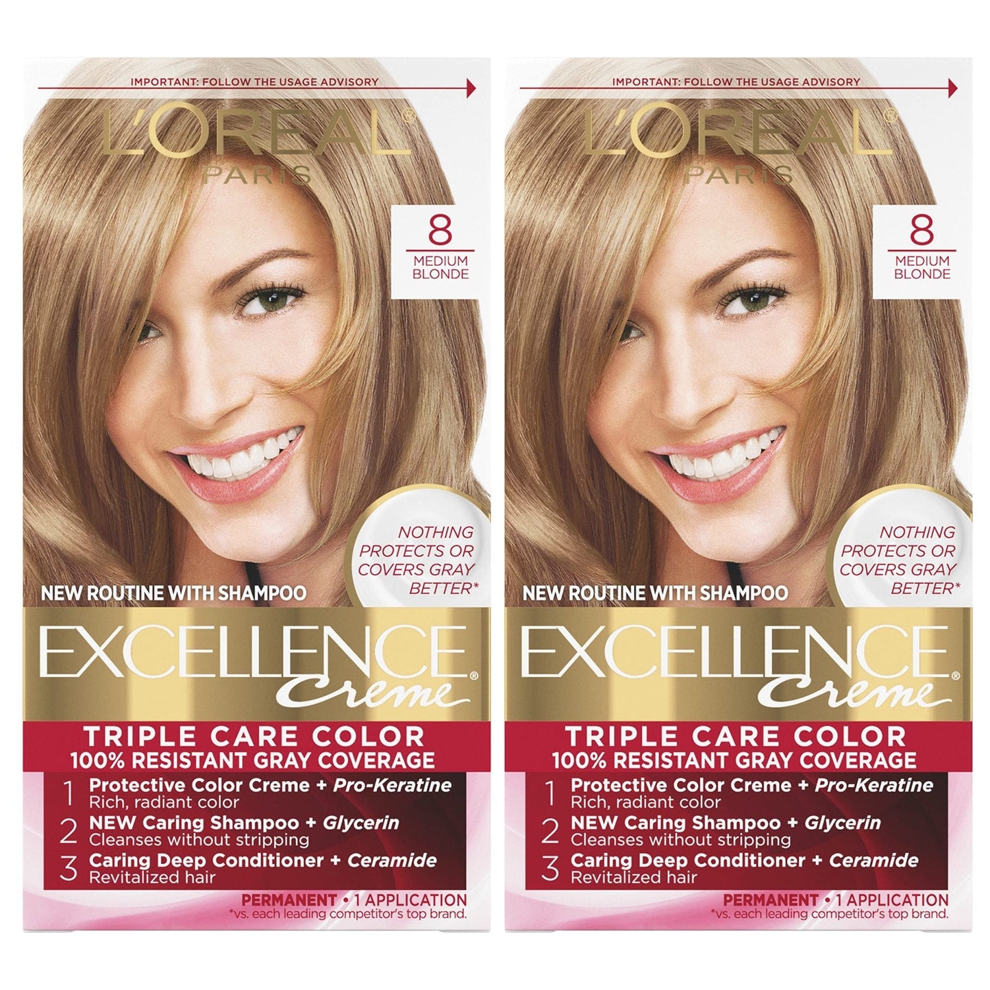 L'Oreal Paris Excellence Creme Permanent Hair Color, 4 Dark Brown, 100 percent Gray Coverage Hair Dye, Pack of 1