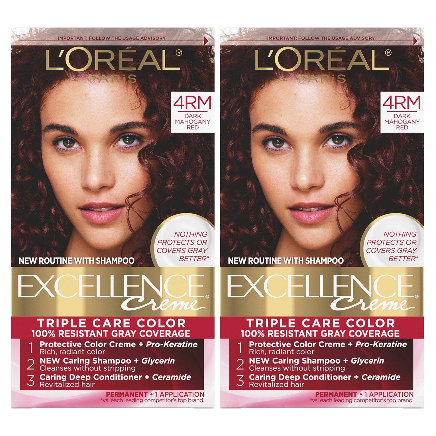 L'Oreal Paris Excellence Creme Permanent Hair Color, 4 Dark Brown, 100 percent Gray Coverage Hair Dye, Pack of 1