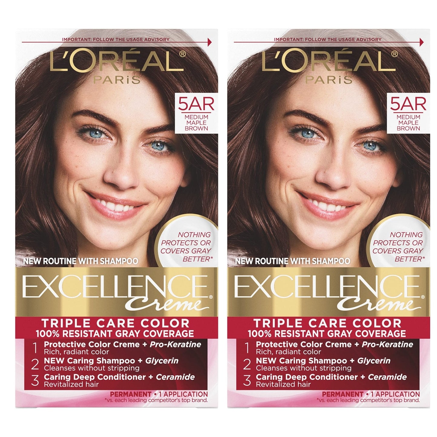 L'Oreal Paris Excellence Creme Permanent Hair Color, 4 Dark Brown, 100 percent Gray Coverage Hair Dye, Pack of 1