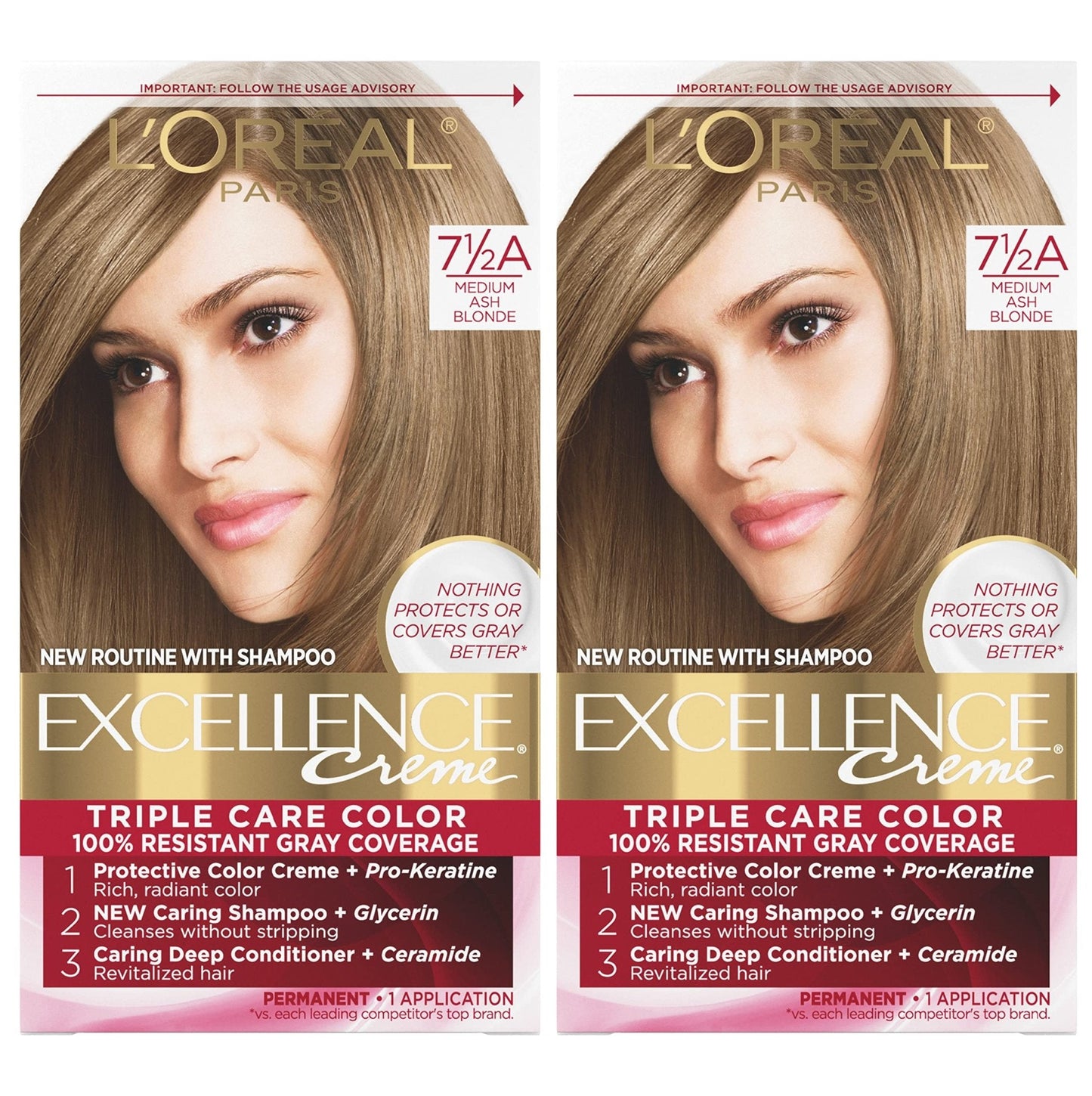 L'Oreal Paris Excellence Creme Permanent Hair Color, 4 Dark Brown, 100 percent Gray Coverage Hair Dye, Pack of 1