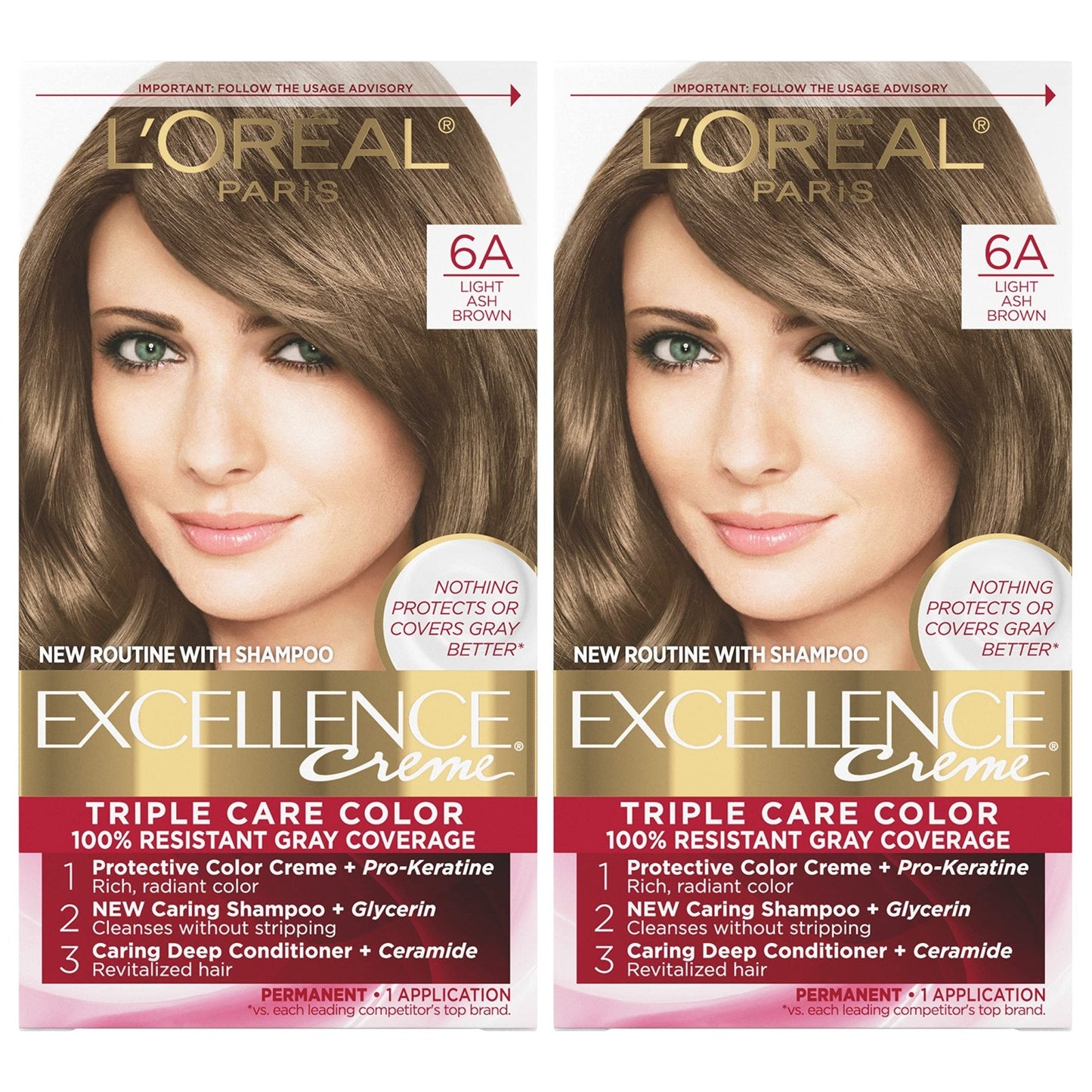 L'Oreal Paris Excellence Creme Permanent Hair Color, 4 Dark Brown, 100 percent Gray Coverage Hair Dye, Pack of 1