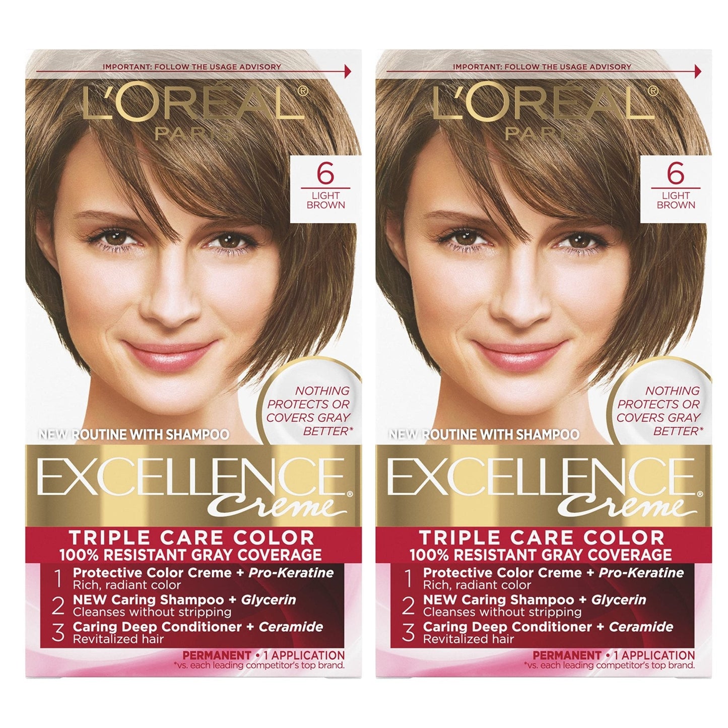 L'Oreal Paris Excellence Creme Permanent Hair Color, 4 Dark Brown, 100 percent Gray Coverage Hair Dye, Pack of 1
