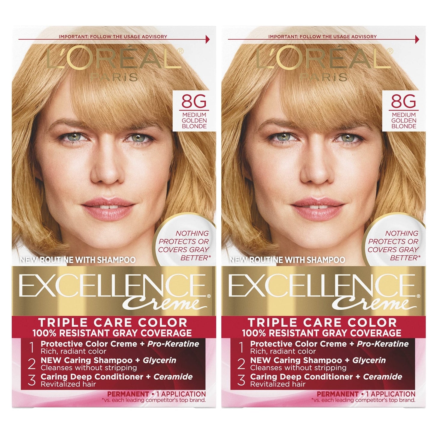 L'Oreal Paris Excellence Creme Permanent Hair Color, 4 Dark Brown, 100 percent Gray Coverage Hair Dye, Pack of 1