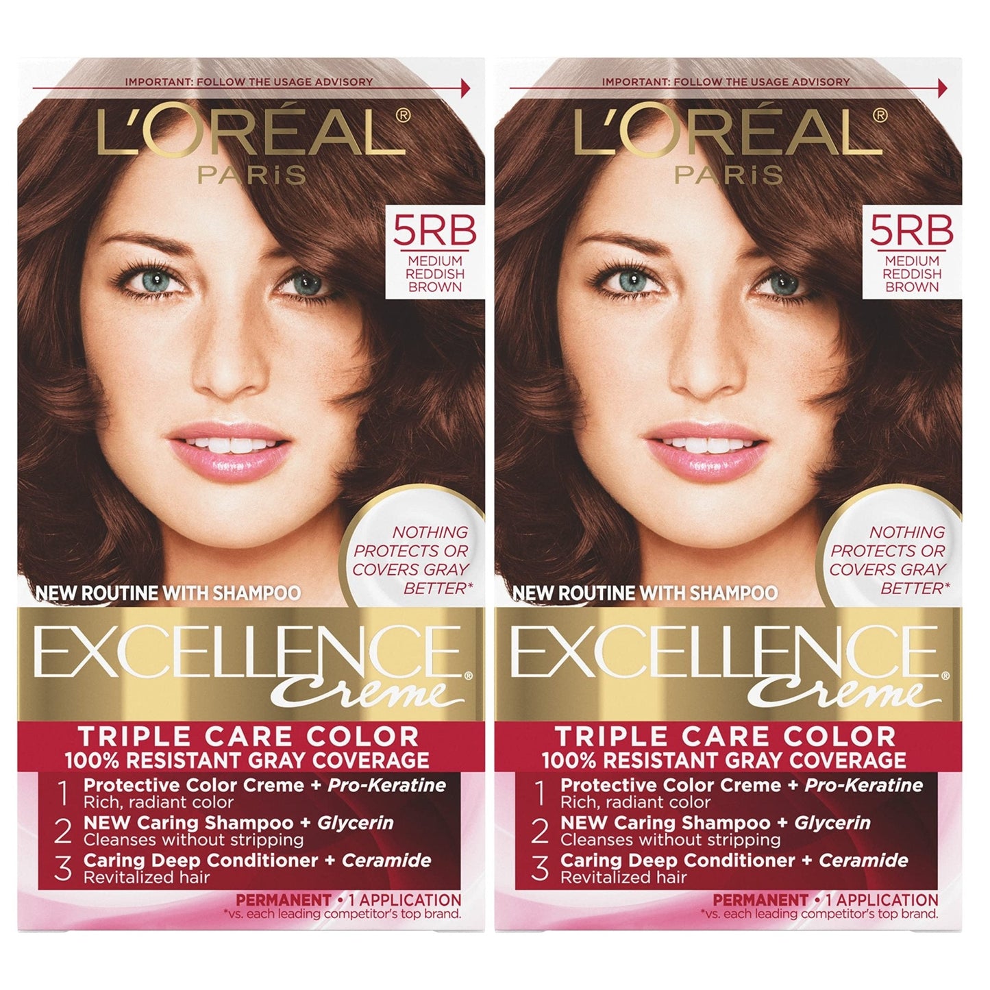 L'Oreal Paris Excellence Creme Permanent Hair Color, 4 Dark Brown, 100 percent Gray Coverage Hair Dye, Pack of 1