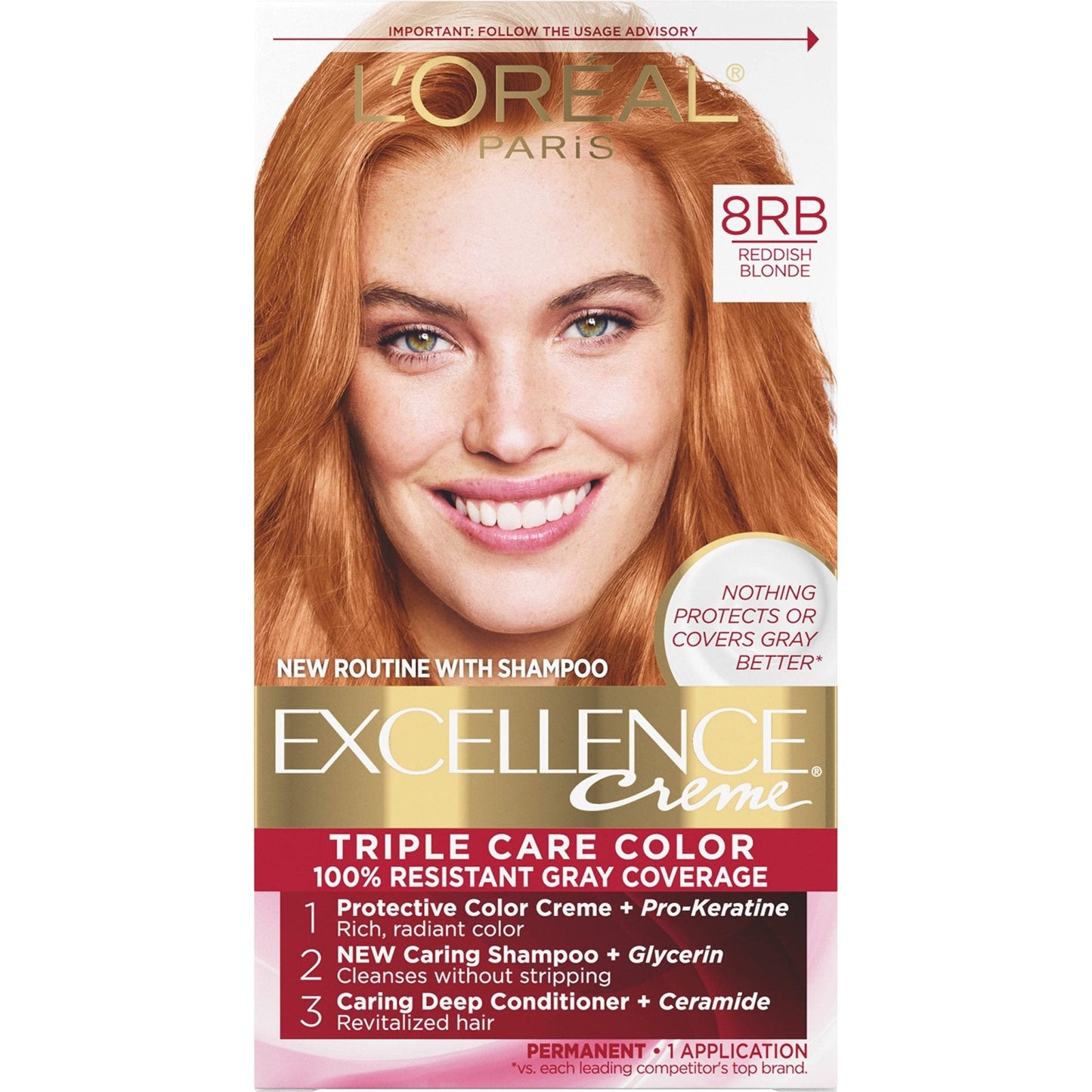 L'Oreal Paris Excellence Creme Permanent Hair Color, 4 Dark Brown, 100 percent Gray Coverage Hair Dye, Pack of 1
