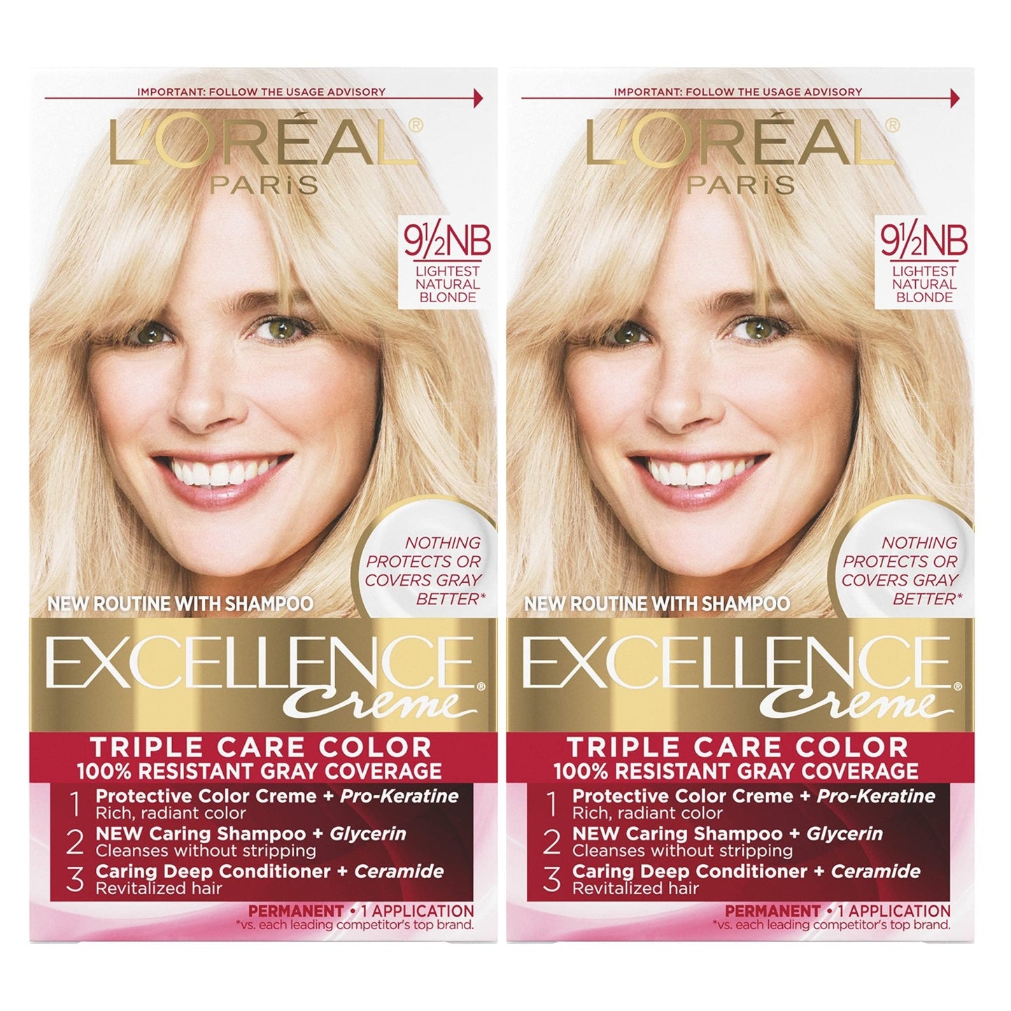 L'Oreal Paris Excellence Creme Permanent Hair Color, 4 Dark Brown, 100 percent Gray Coverage Hair Dye, Pack of 1