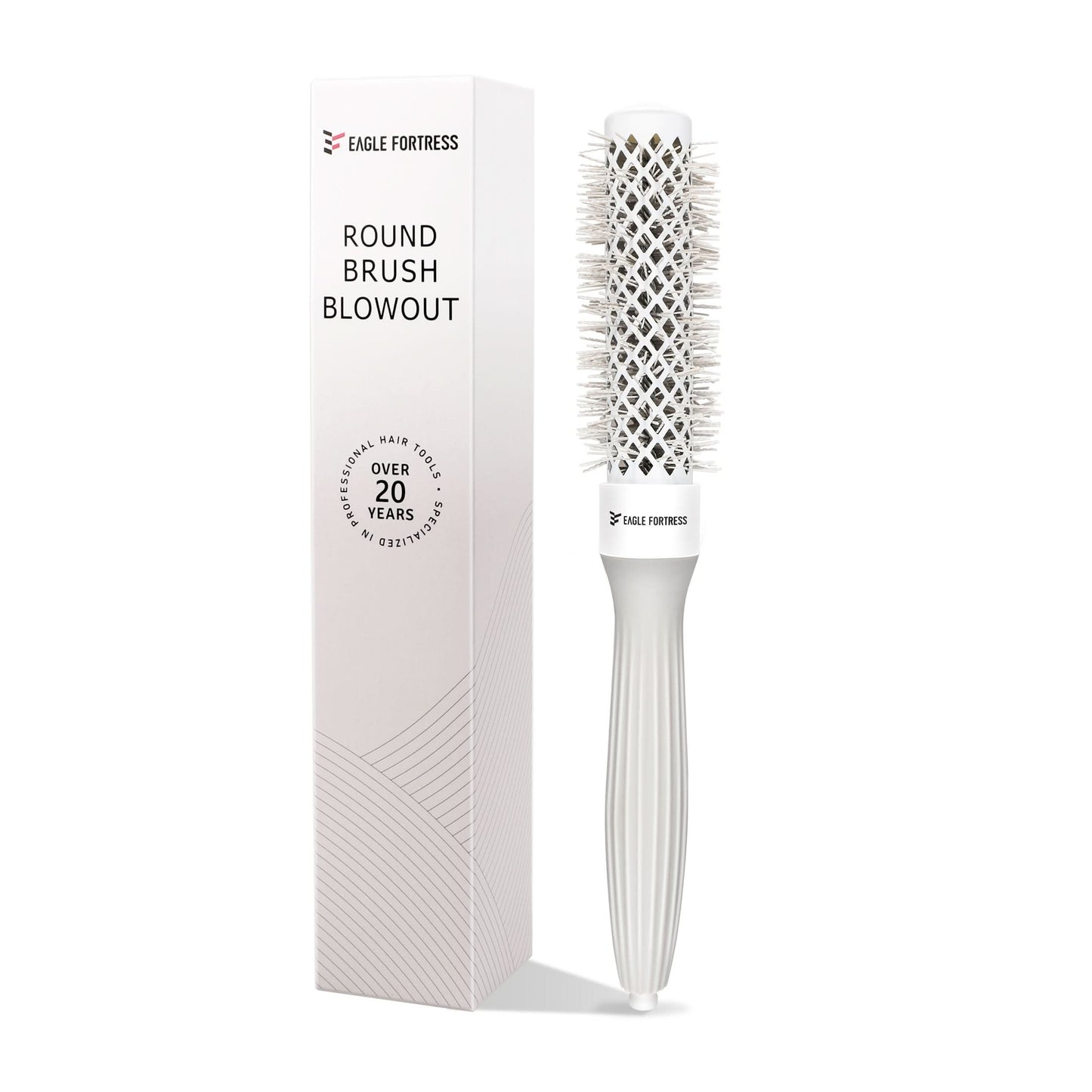 Eagle Fortress XL Ceramic + Ionic Round Hair Brush 0.98 in - Grey The Beauty Box