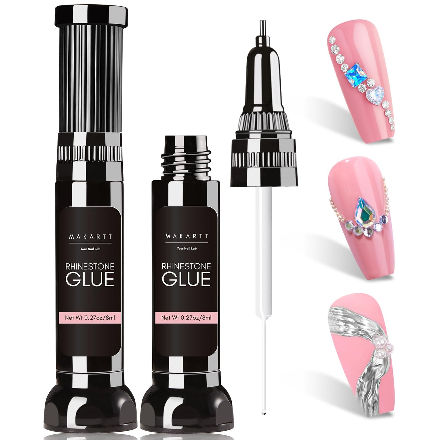 Makartt Nail Rhinestone Glue for Nails: Super Strong Gel Nail Glue for Decorations Nail Charm 3D Nails Bling Gel for Nail Gem Nail Art Jewel Diamonds 30ML Cured Need Beauty