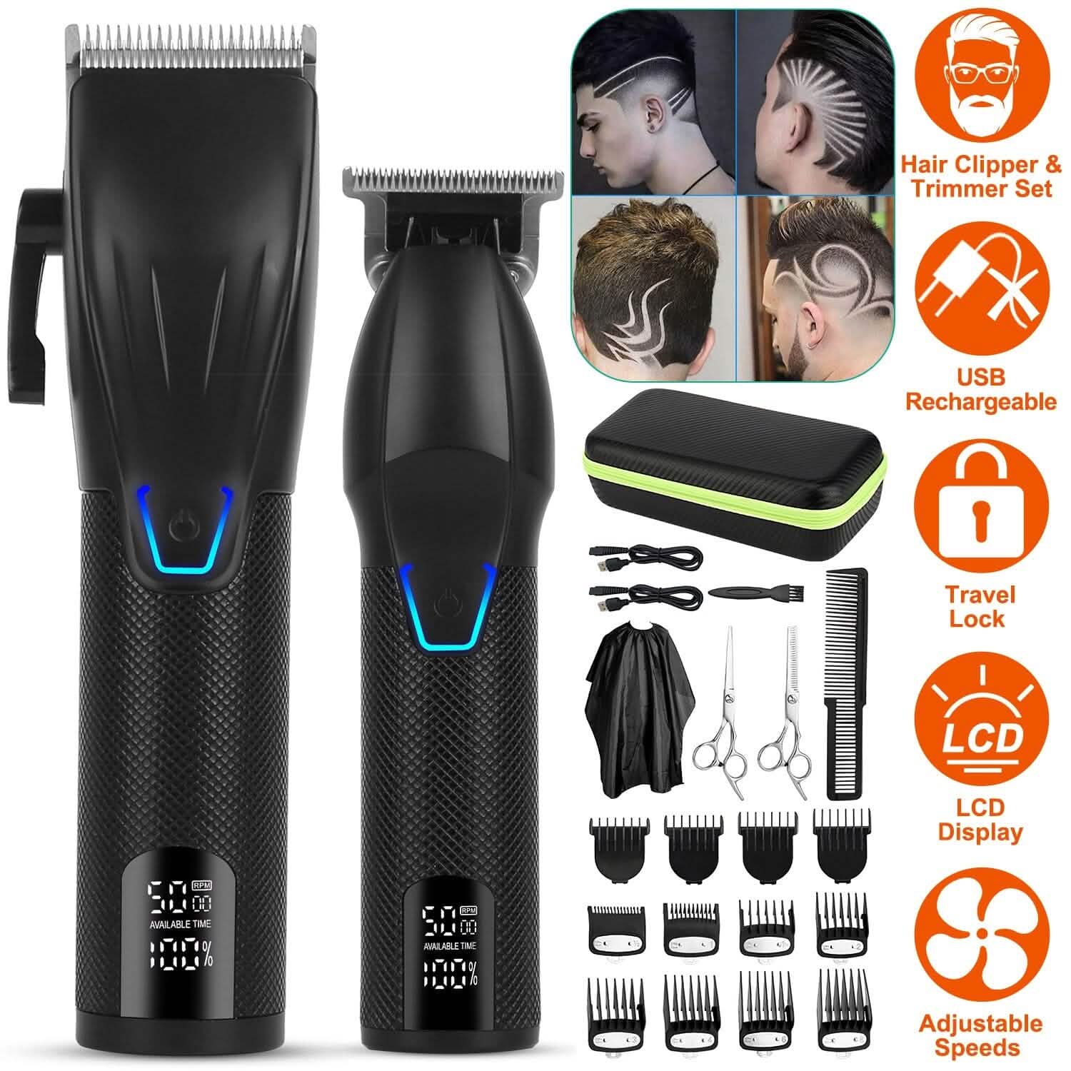 Men Electric Barber Clipper Hair Cutting Combo Set T Outliner Shaver Trimmers DailySale