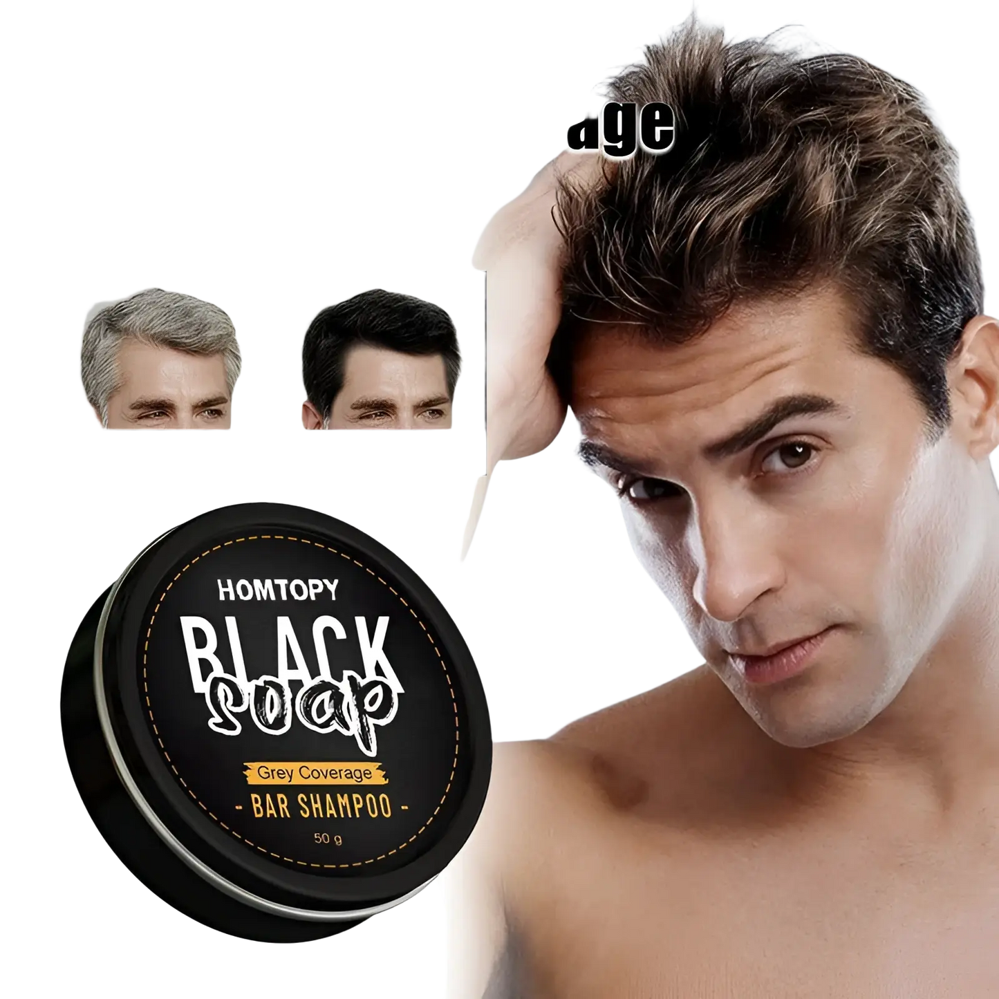 Men's Grey Coverage Bar Shampoo for Dark Hair 50g ARBA Global