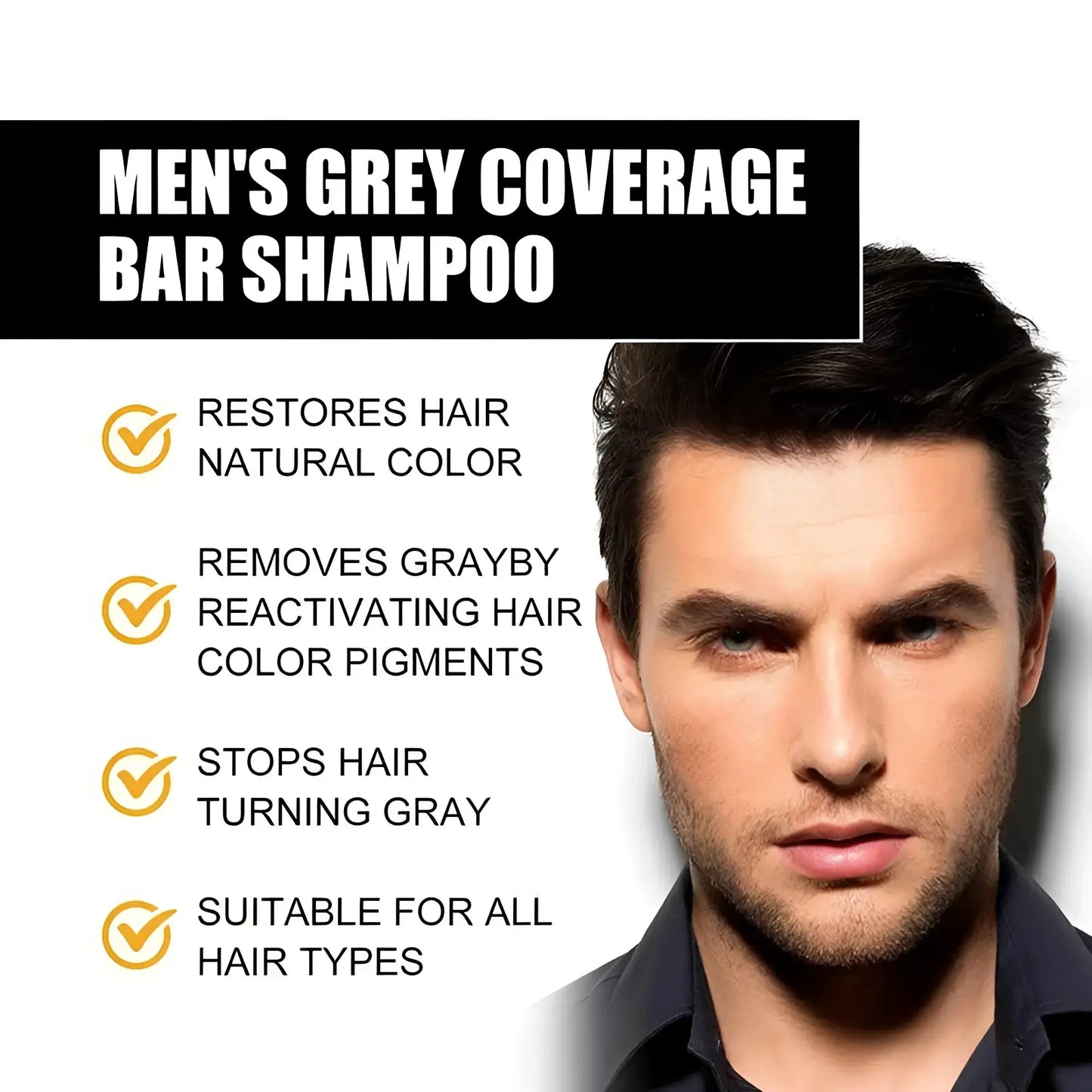 Men's Grey Coverage Bar Shampoo for Dark Hair 50g ARBA Global