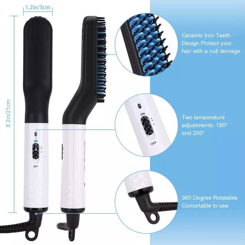 Multifunctional Beard Straightener for Men Electric Hot Hair Straightening Comb DailySale
