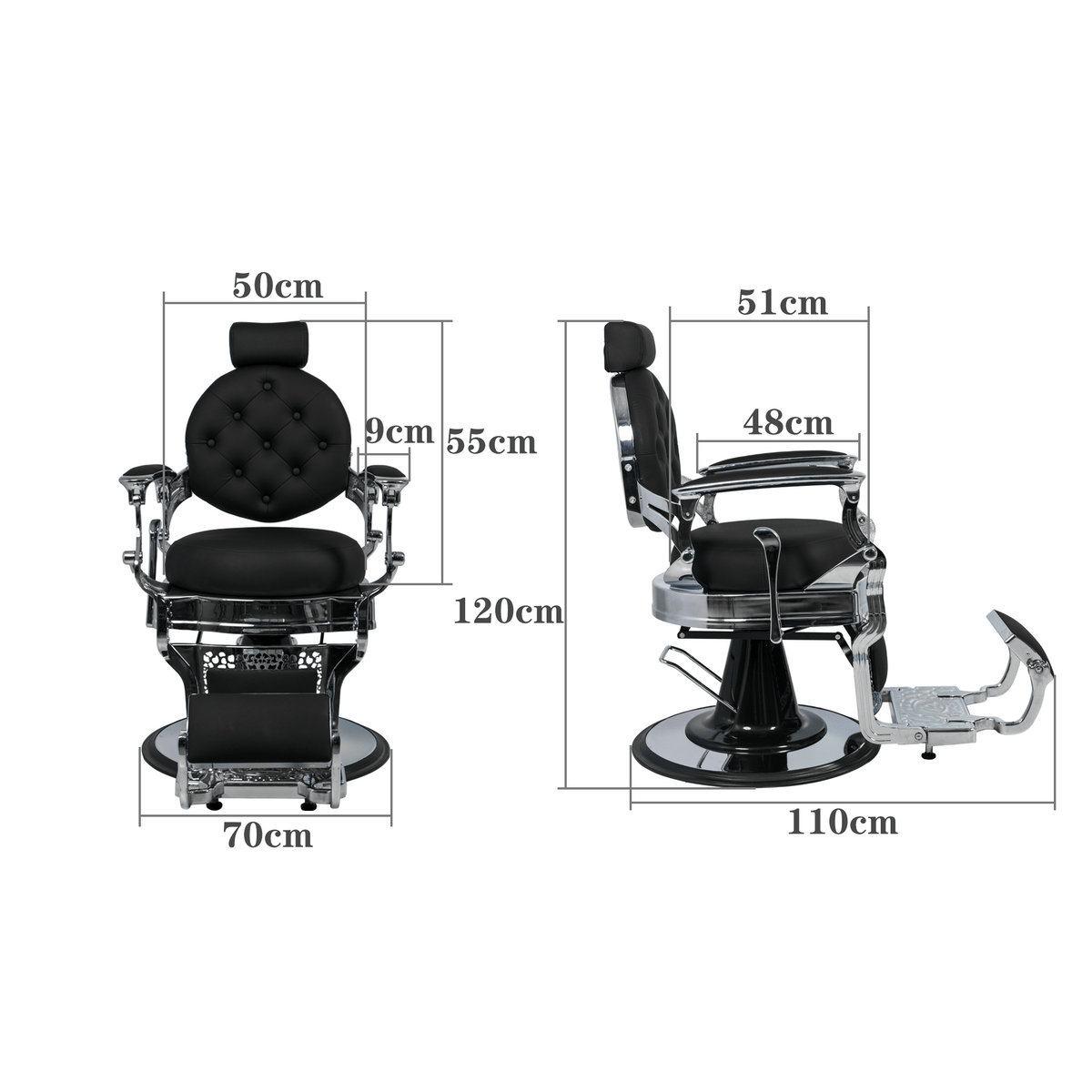 Antique Style Heavy Duty Barber Chair, Alum. The Titan 8779 MYS