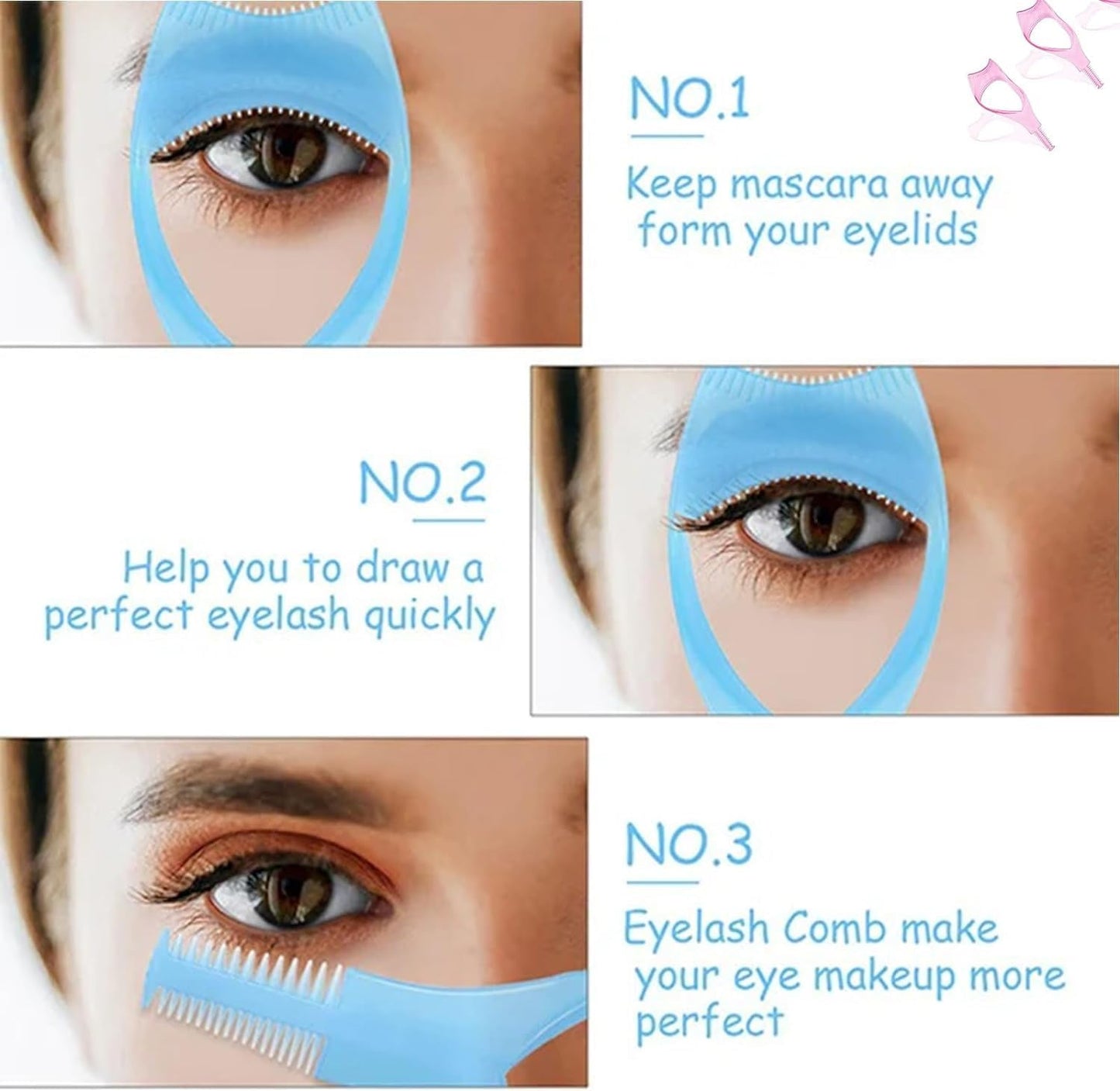 Nyovia - Nyovia Eyelash,Blosaecwrd MascaraShield Applicator Guard,Eye Lash Shield for Applying Mascara,3 in 1 Mascara Shield Applicator Guard Eyelash,3in1 Eyelashes Tools