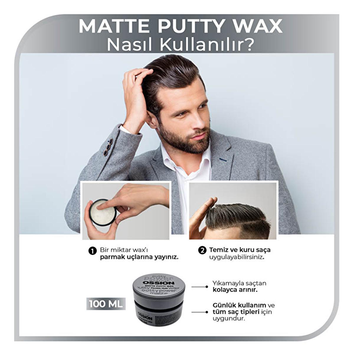 Morfose Ossion Matte Finish Hair Putty Wax for Men and Women - 3.38 fl oz, Water-Based, Flexible Hold Beauty Care Bag
