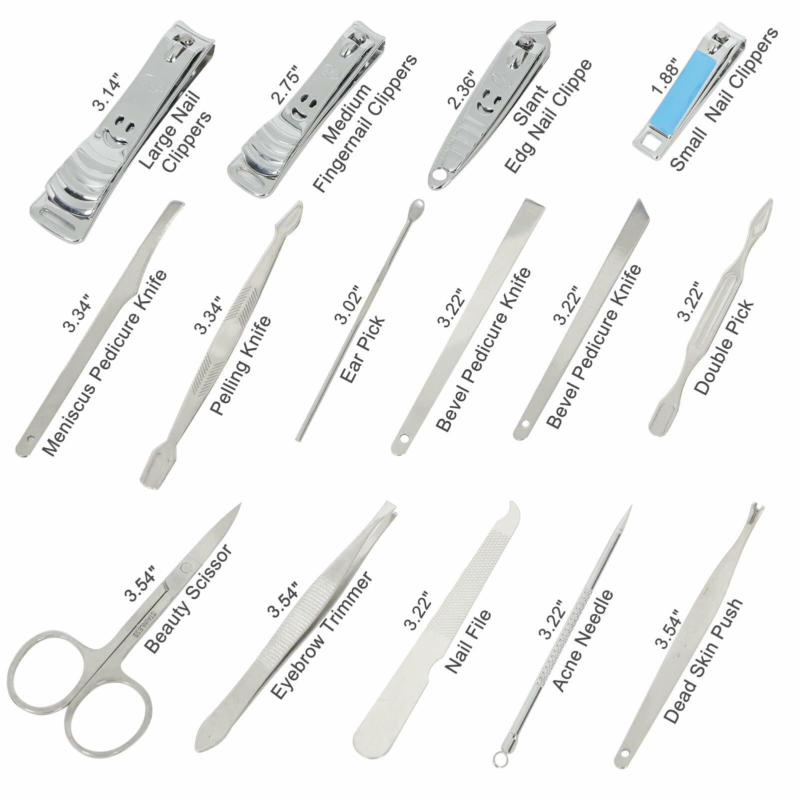 Manicure Set Nail Clippers Pedicure Kit 15Pcs Stainless Steel Brown Case Deal US