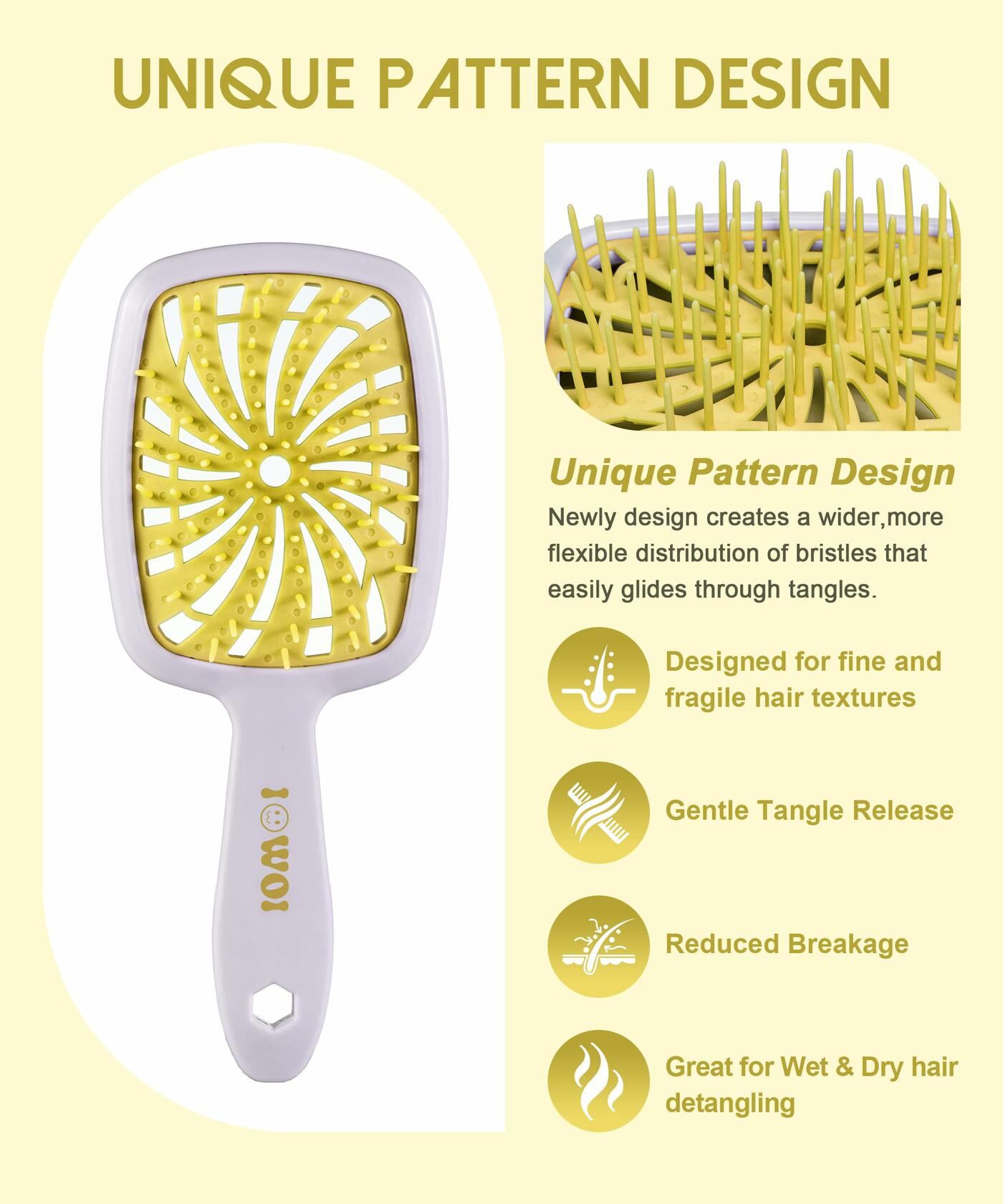 Detangler Brush Anti-Breakage Vented Bristle Mini Travel Lemon Hair Care Deal US