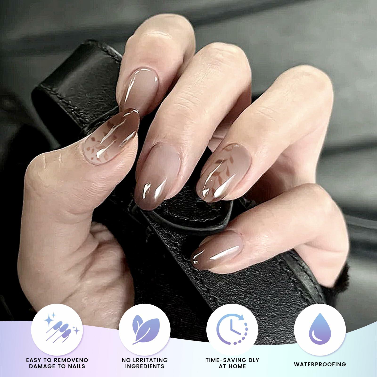 Oauee Semi Cured Gel Nail Strips 20 Stickers Anthracite Gray UV/LED Lamp Deal US