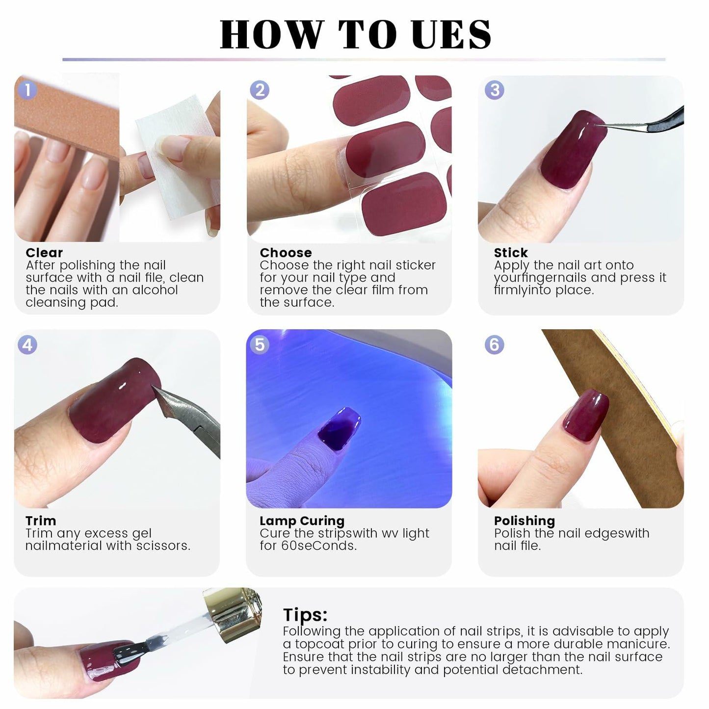 Oauee Semi Cured Gel Nail Strips 20 Stickers Anthracite Gray UV/LED Lamp Deal US