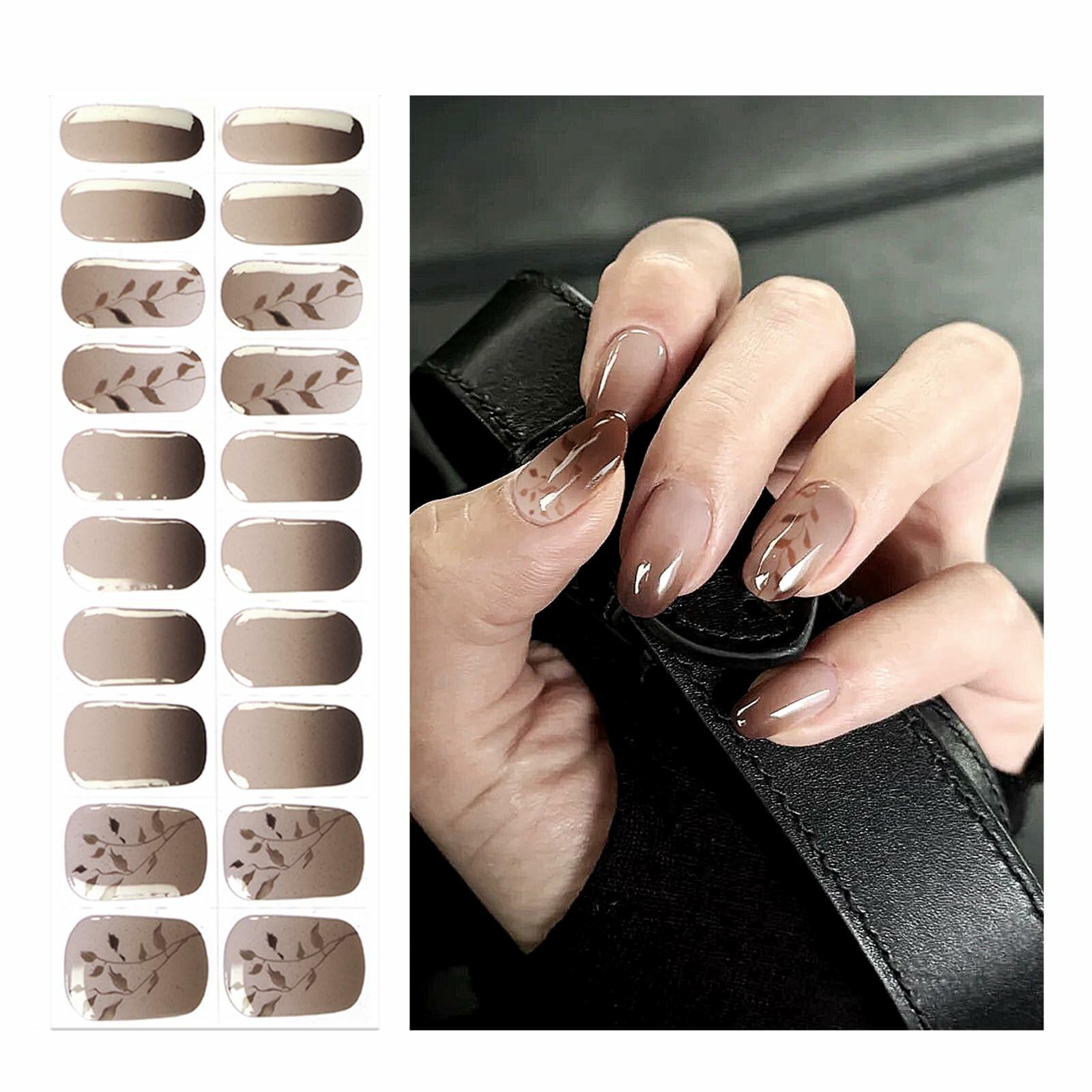 Oauee Semi Cured Gel Nail Strips 20 Stickers Anthracite Gray UV/LED Lamp Deal US