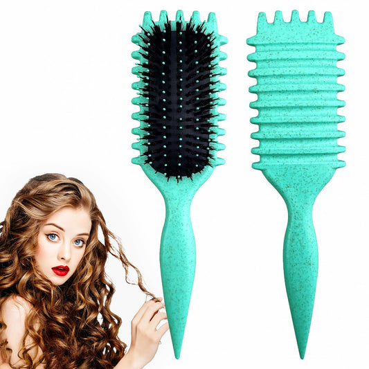 [Like New] Candy Brush Curly Hair Defining Boar Bristle Brush Green Deal US