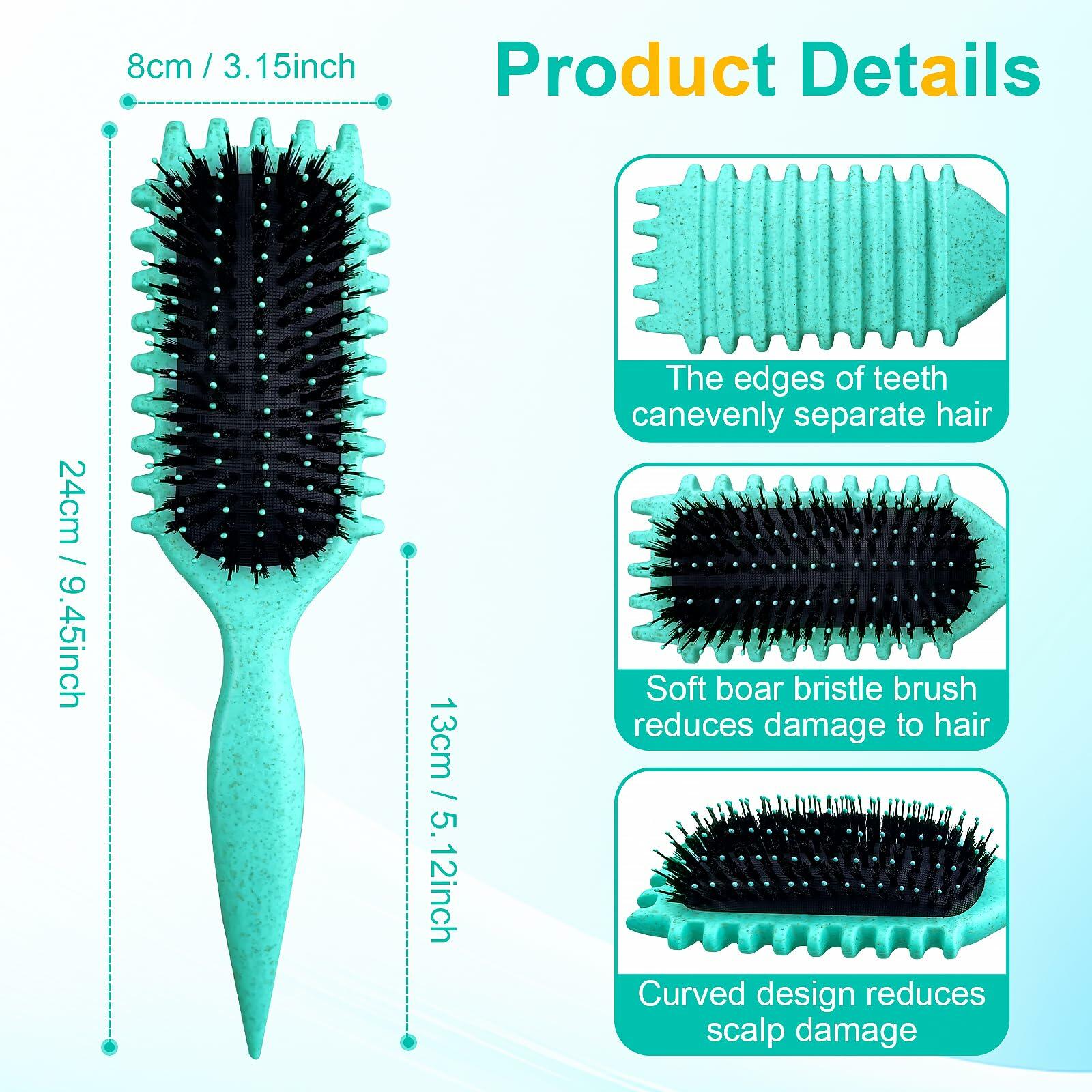 [Like New] Candy Brush Curly Hair Defining Boar Bristle Brush Green Deal US