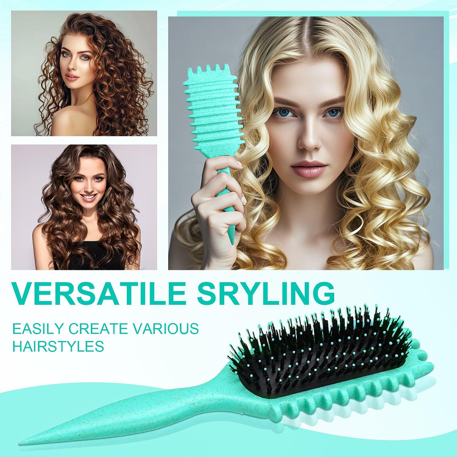 [Like New] Candy Brush Curly Hair Defining Boar Bristle Brush Green Deal US