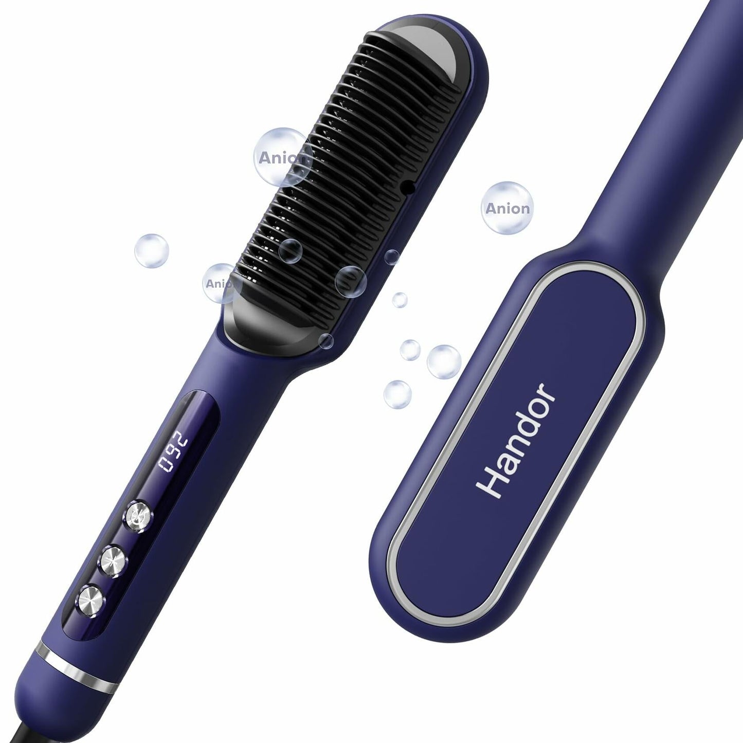 RakRlek Handor Ionic Hair Straightener Brush 9 Temp Settings Fast Heating Blue Deal US