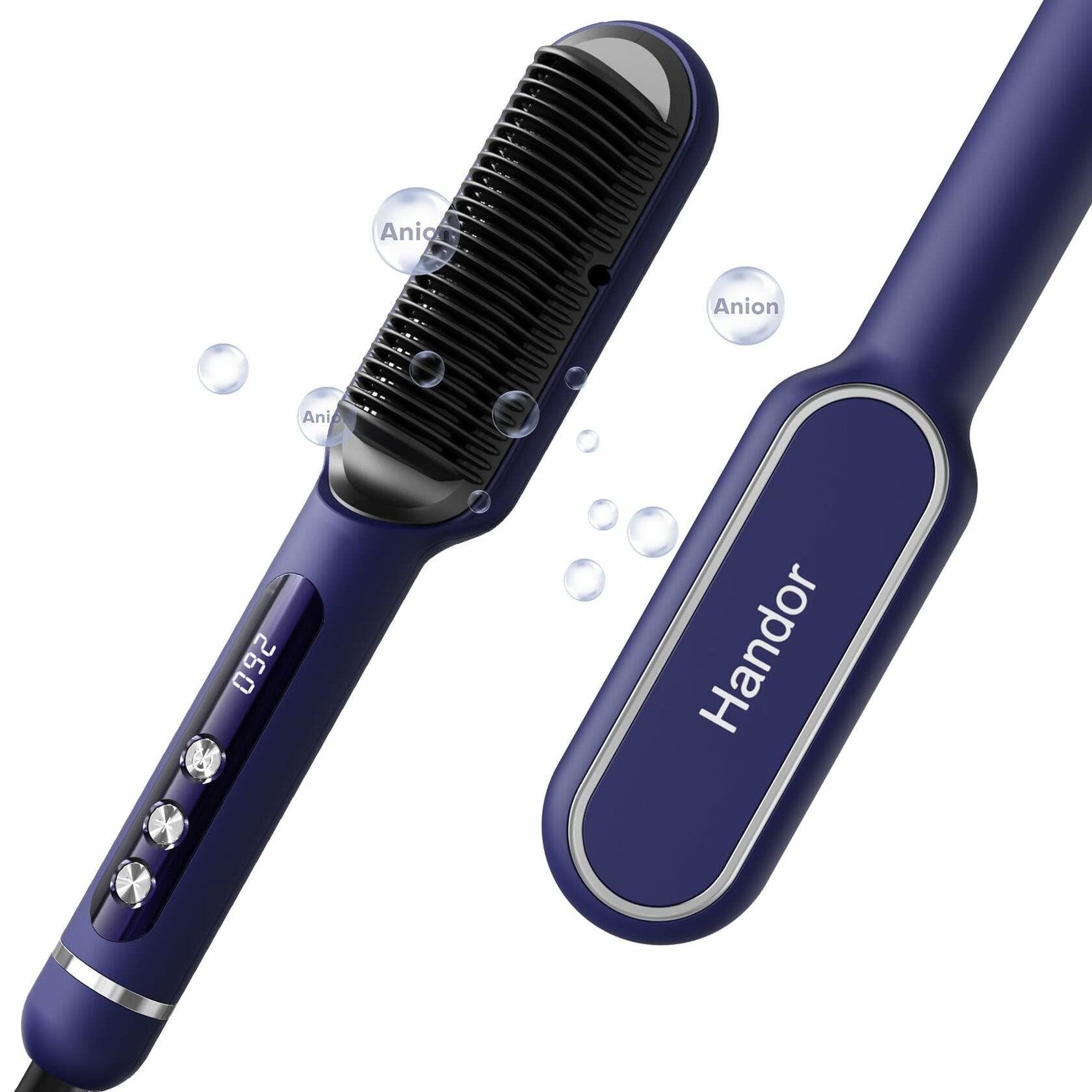 RakRlek Handor Ionic Hair Straightener Brush 9 Temp Settings Fast Heating Blue Deal US