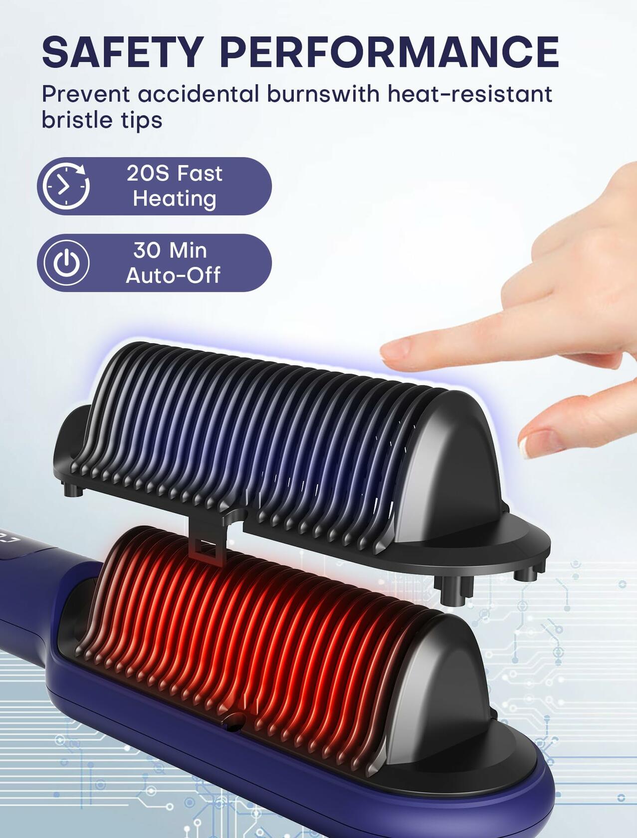 RakRlek Handor Ionic Hair Straightener Brush 9 Temp Settings Fast Heating Blue Deal US