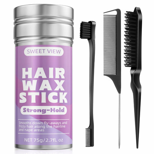 SWEET VIEW Hair Wax Stick & Brush Lavender Scent Hair Tamer Pomade Kids Deal US