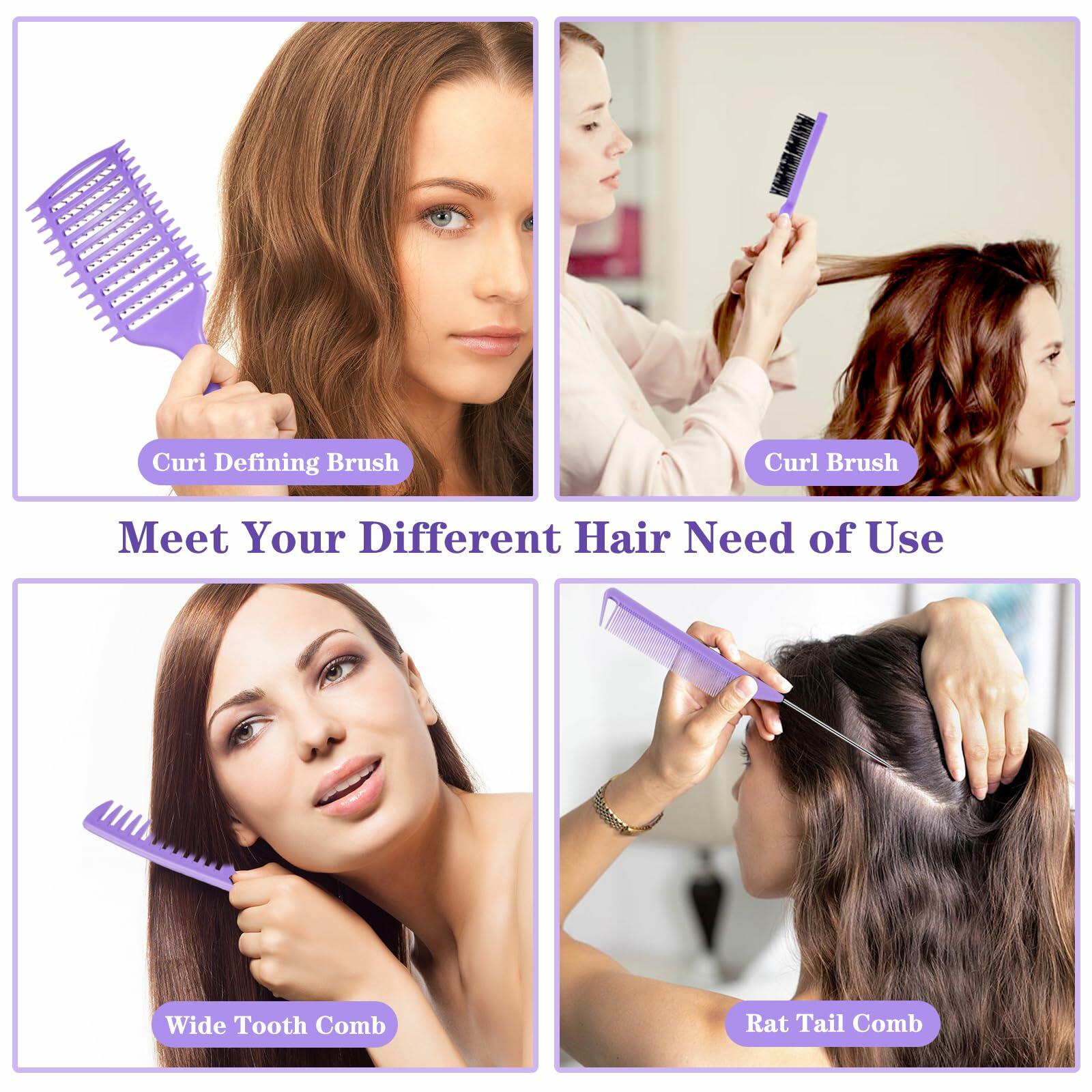 manrator Curl Defining Brush Purple Vented Detangling Frizz Control Hair Deal US