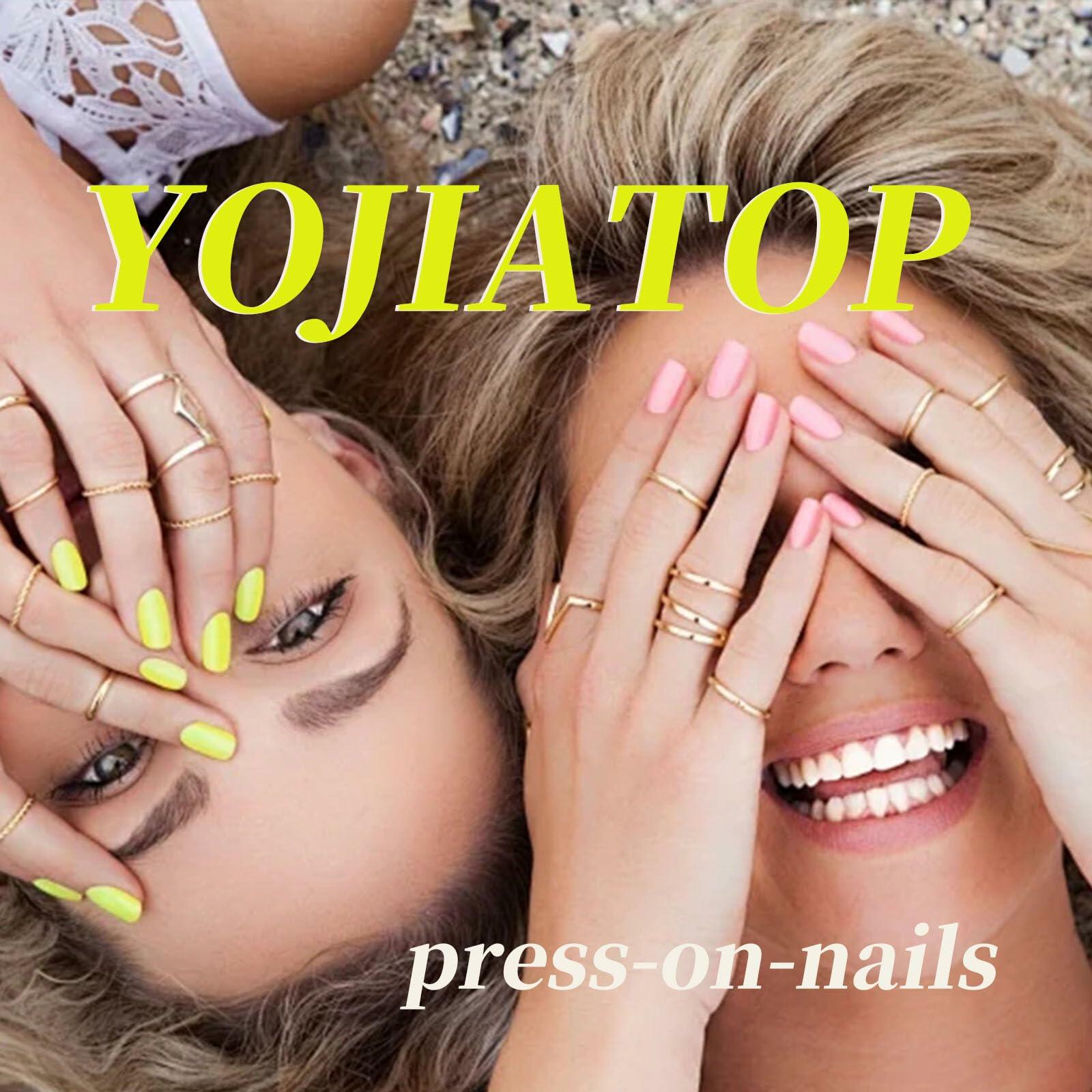 YOJIATOP Summer Press On Nails Short Oval Flower Design Purple Nude 24Pcs Deal US