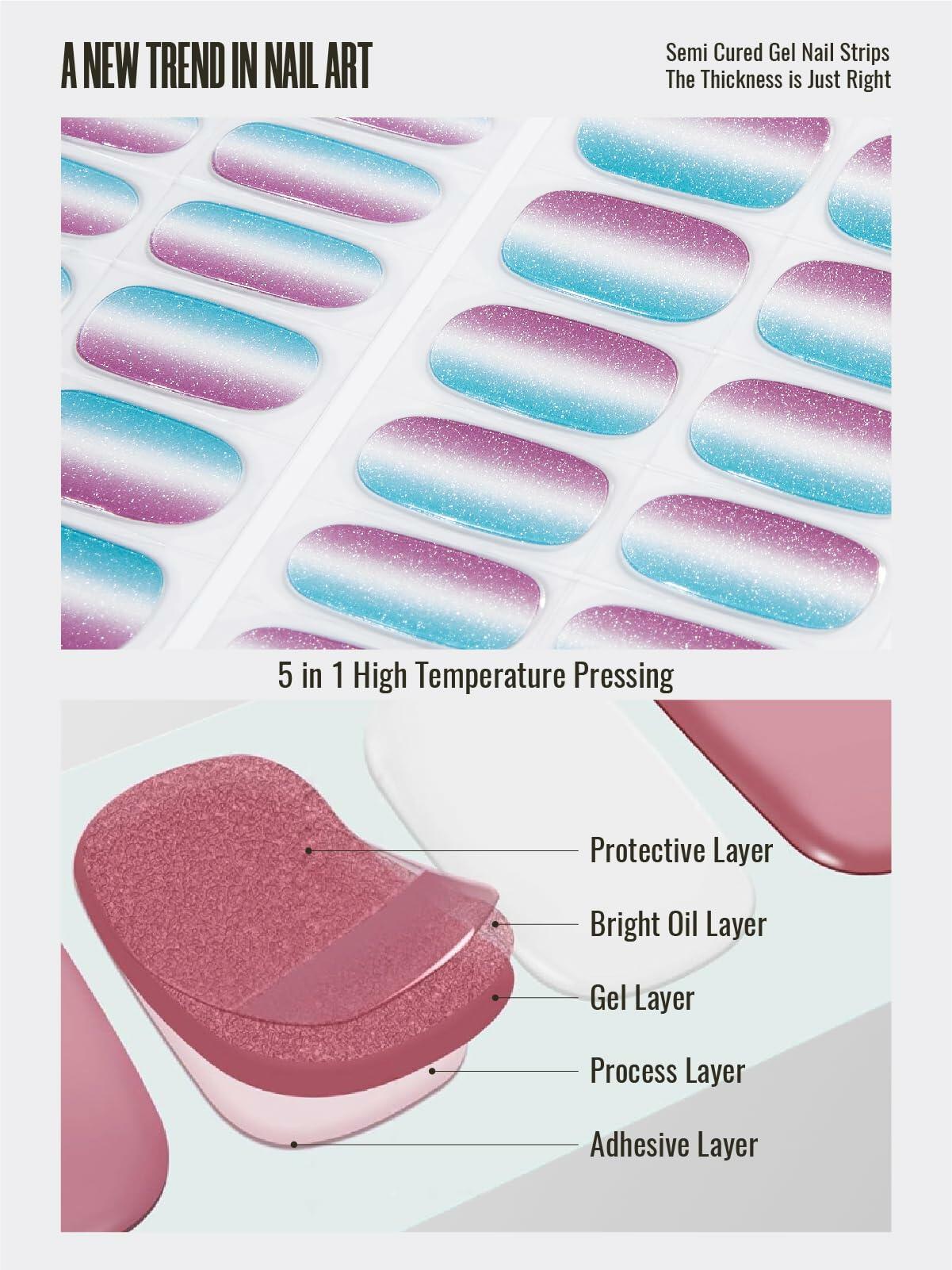 Nelikoo Semi Cured Gel Nail Strips 30 pcs Wonderland 2 Weeks Lasting Deal US