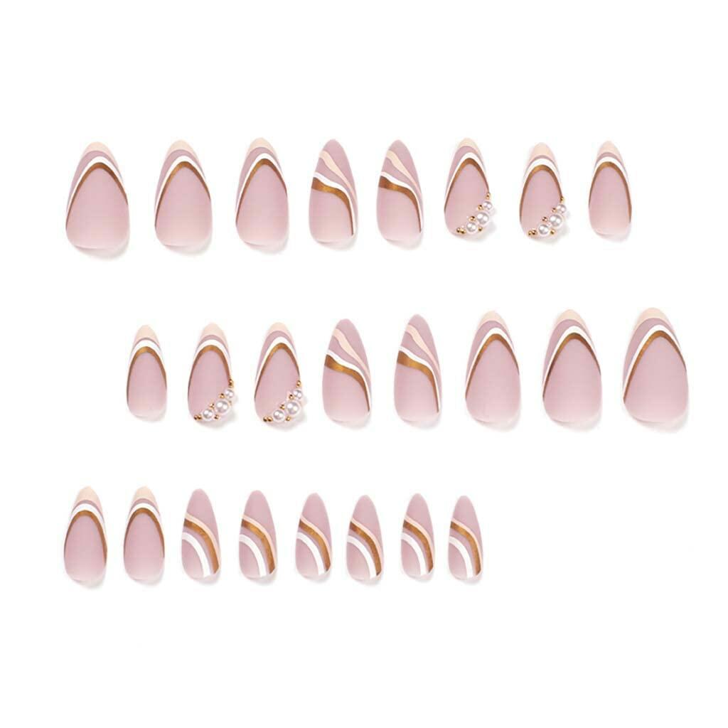 Enppode French Tip Almond Acrylic Press On Nails Medium White 24 Pcs Deal US
