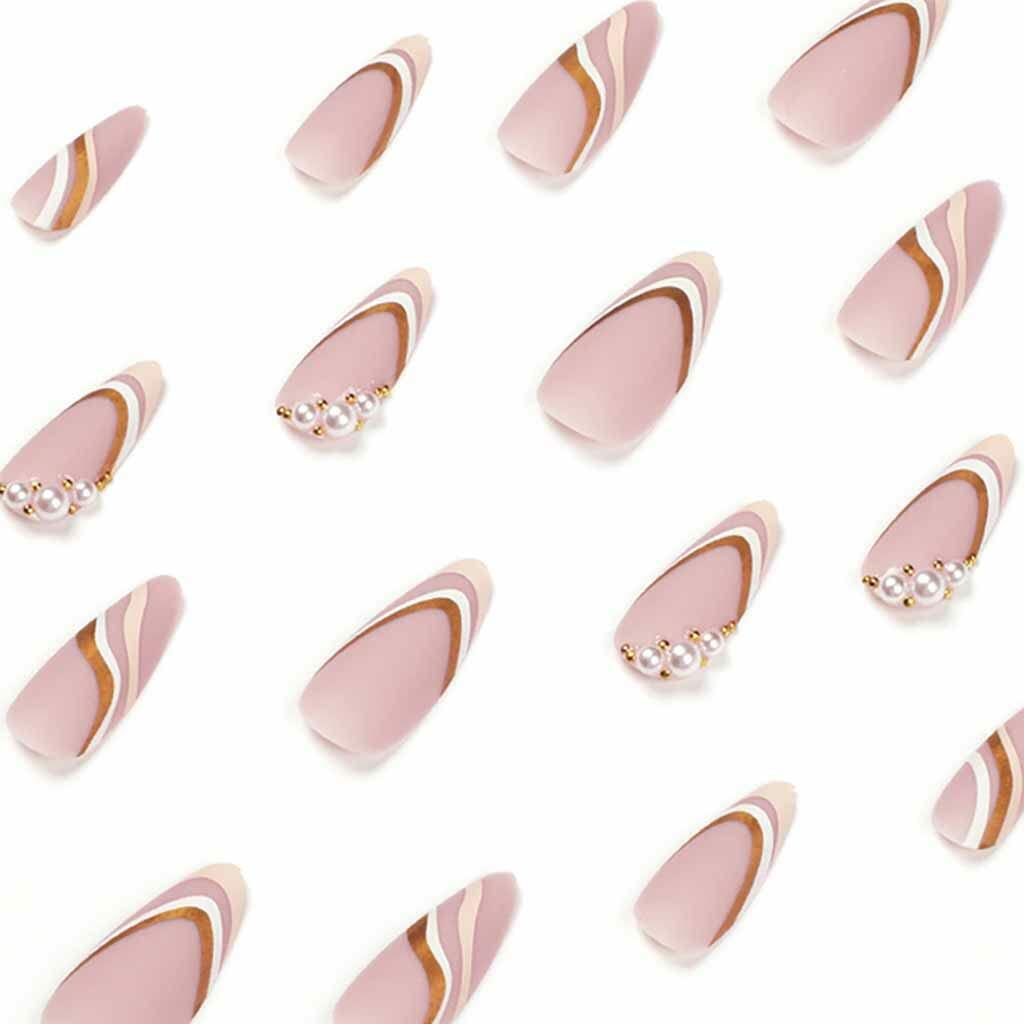 Enppode French Tip Almond Acrylic Press On Nails Medium White 24 Pcs Deal US