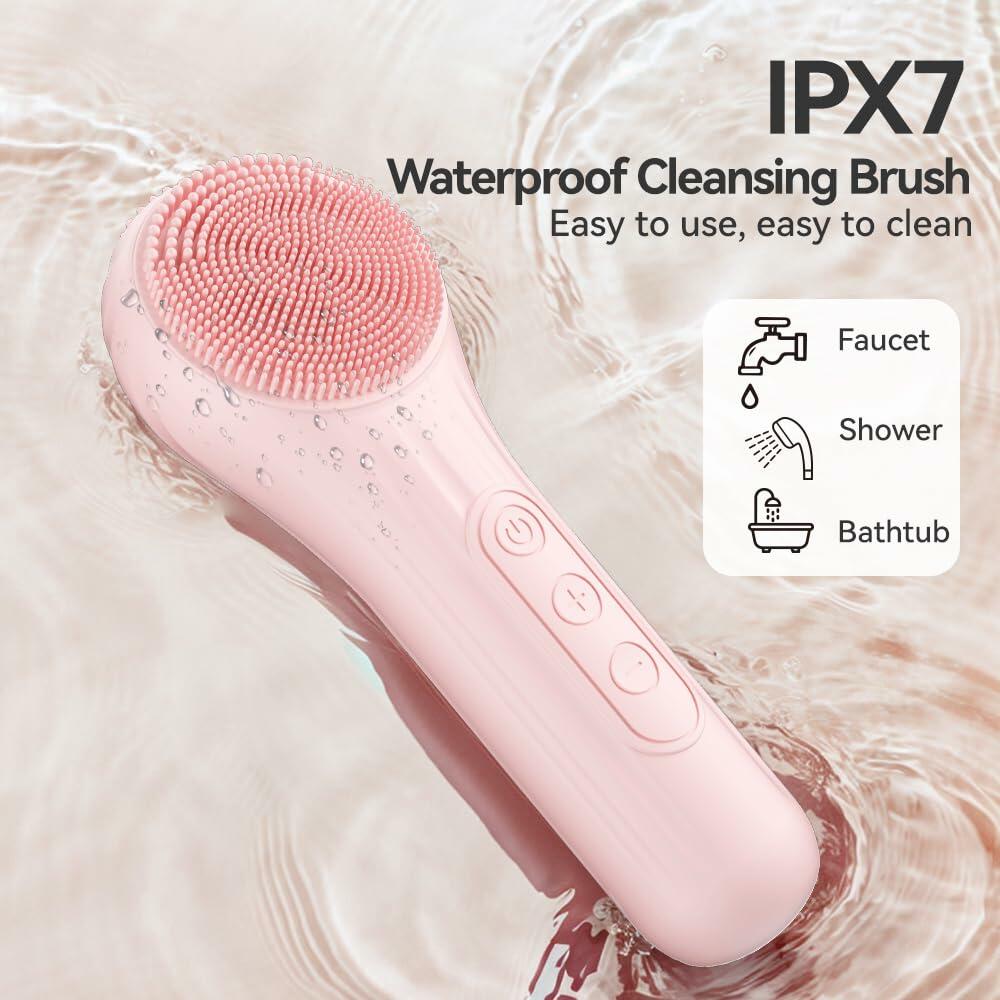 ZEXIYP Silicone Face Scrubber Electric Waterproof Brush 5 Strength Pink Deal US