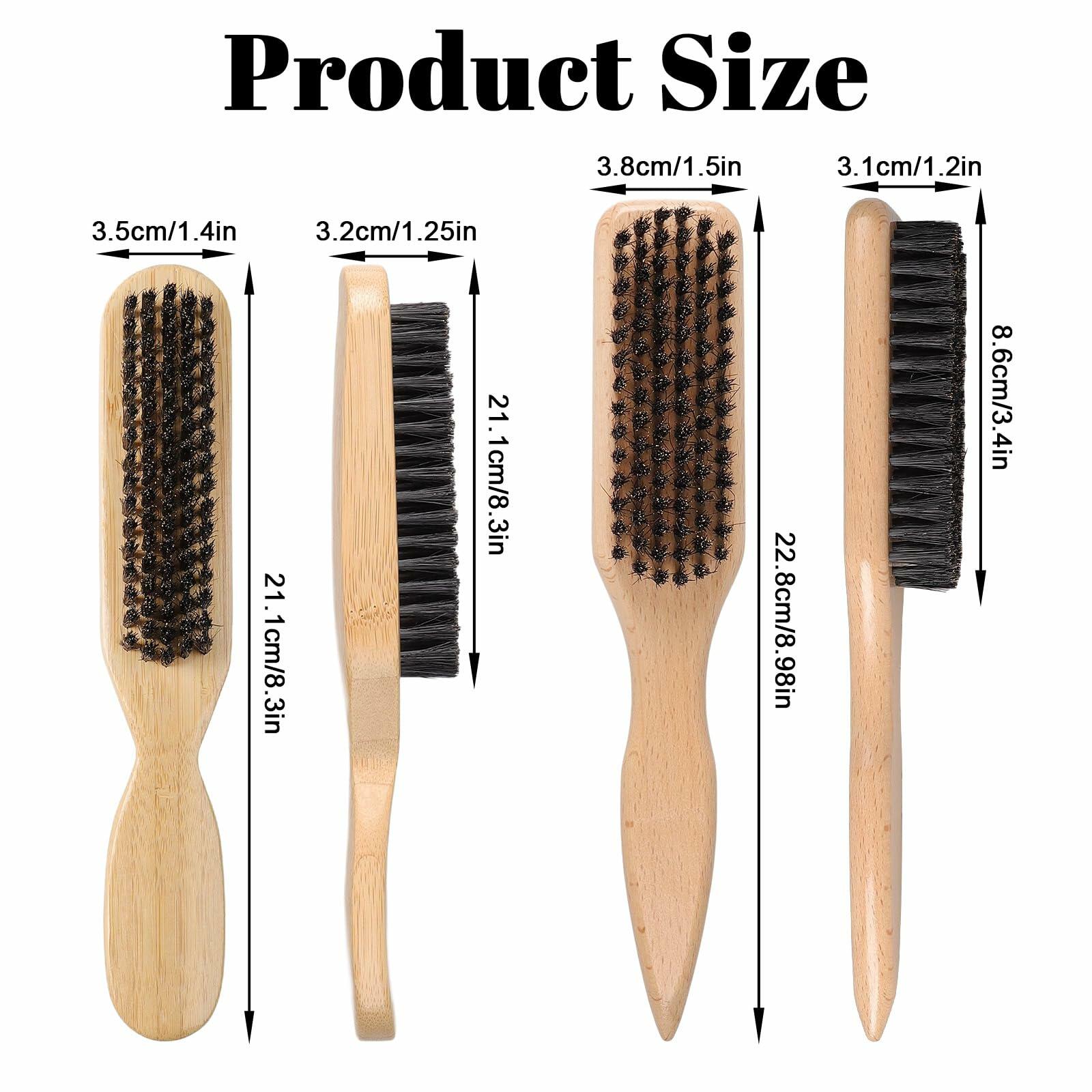 LLMSIX 2Pcs Wooden Handle Boar Bristle Hair Brush Soft Smoothing Brown Deal US