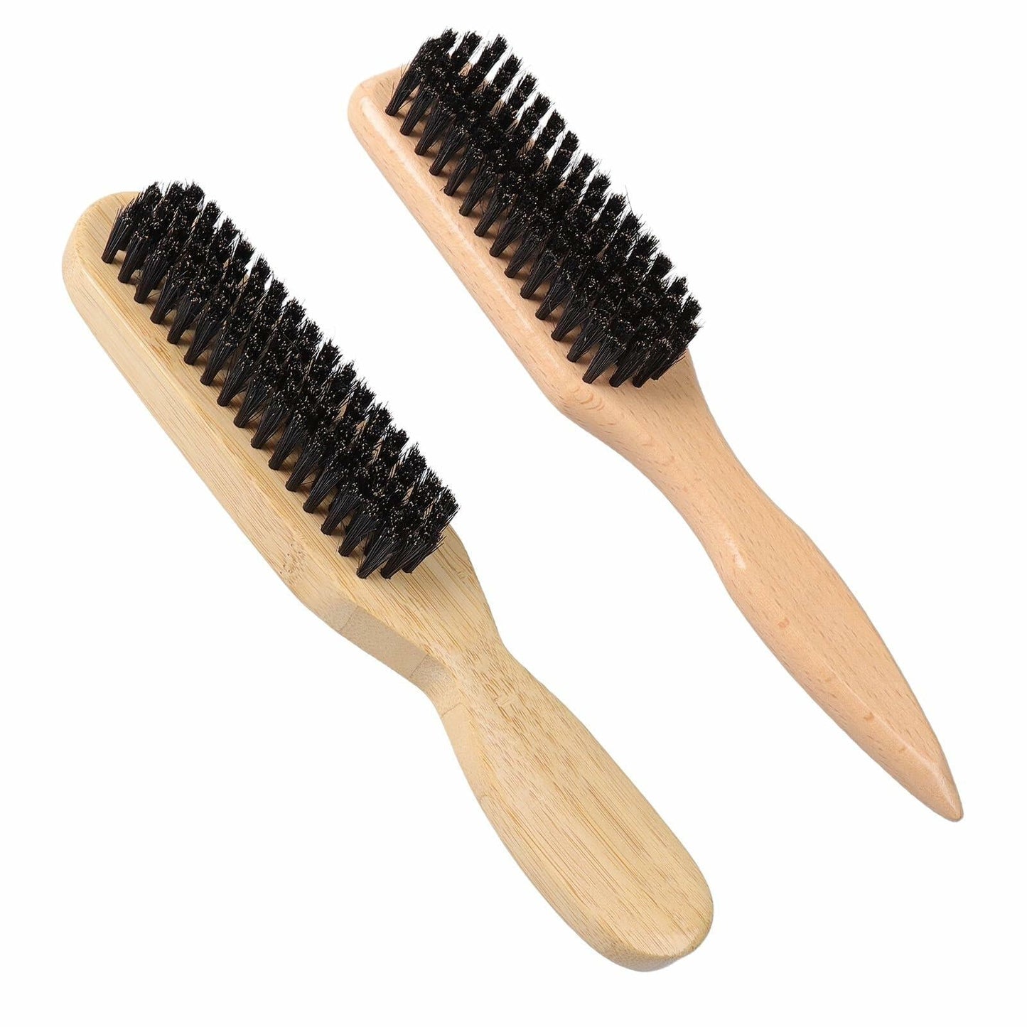 LLMSIX 2Pcs Wooden Handle Boar Bristle Hair Brush Soft Smoothing Brown Deal US